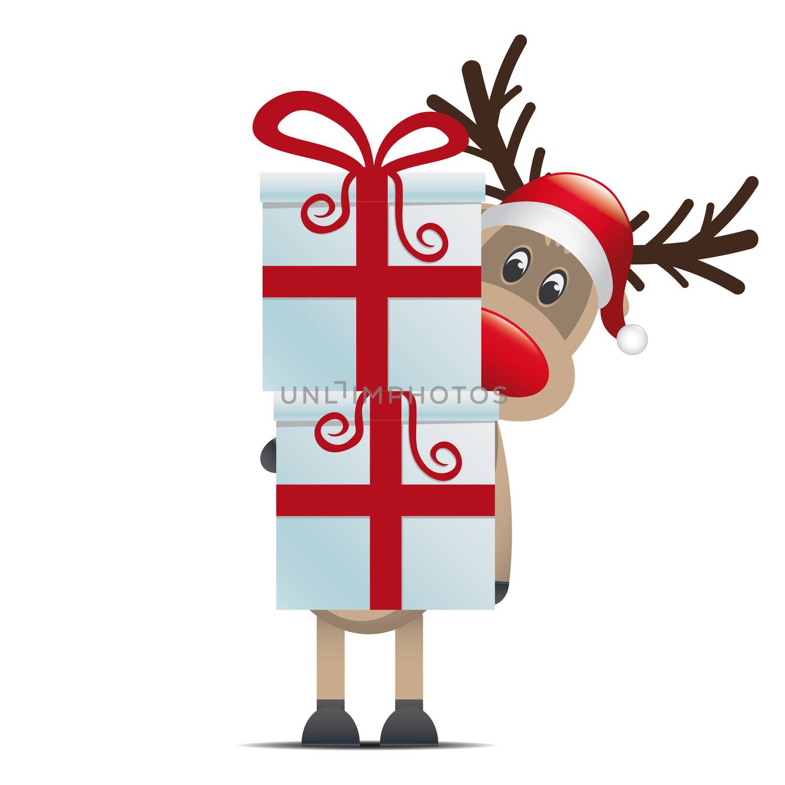 reindeer hold gift boxes by dariusL