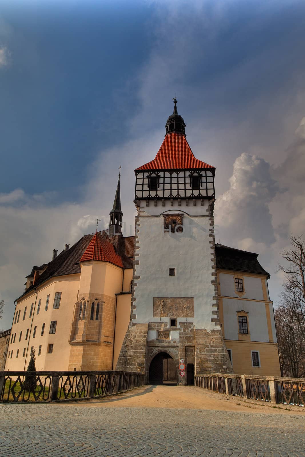 Blatna castle before storm