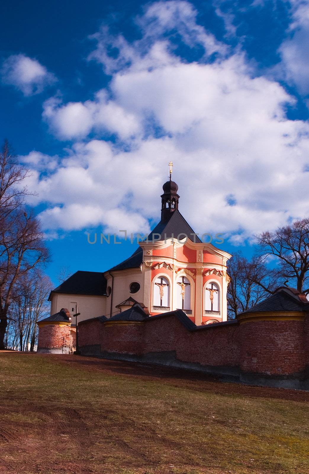 Famous Calvary in Jaromerice in Czech Republic