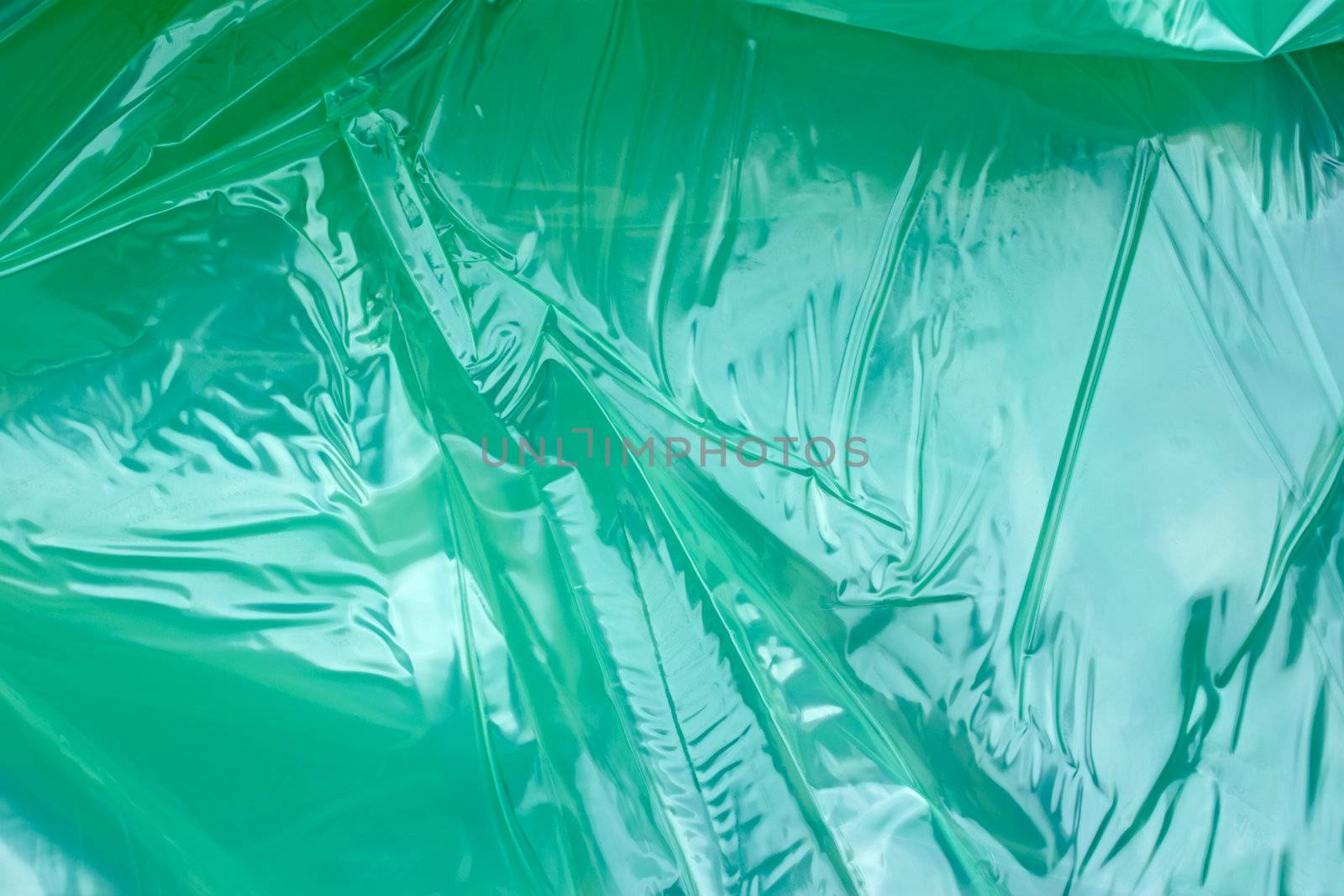 Polyethylene film with light green or turquoise hue as background