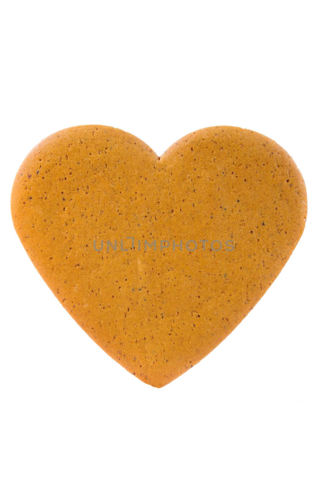 Gingerbread heart isolated on white