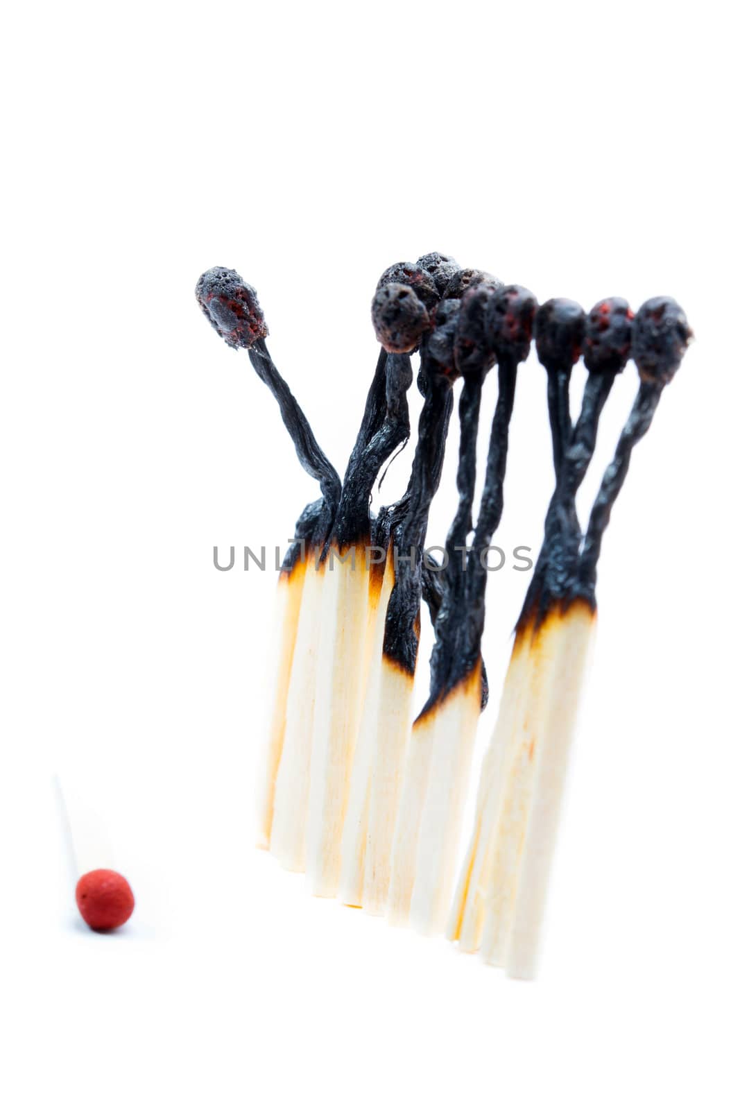 Burnt matches and a match is not burned