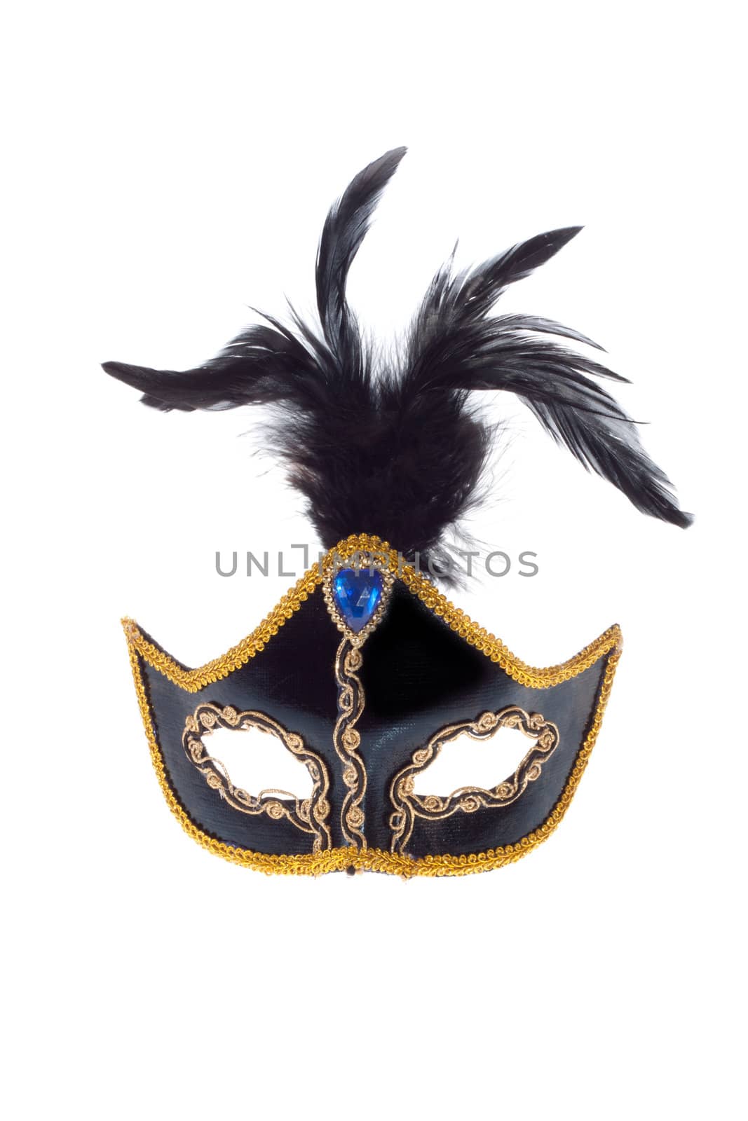 Carnival mask with feathers, isolated on white 