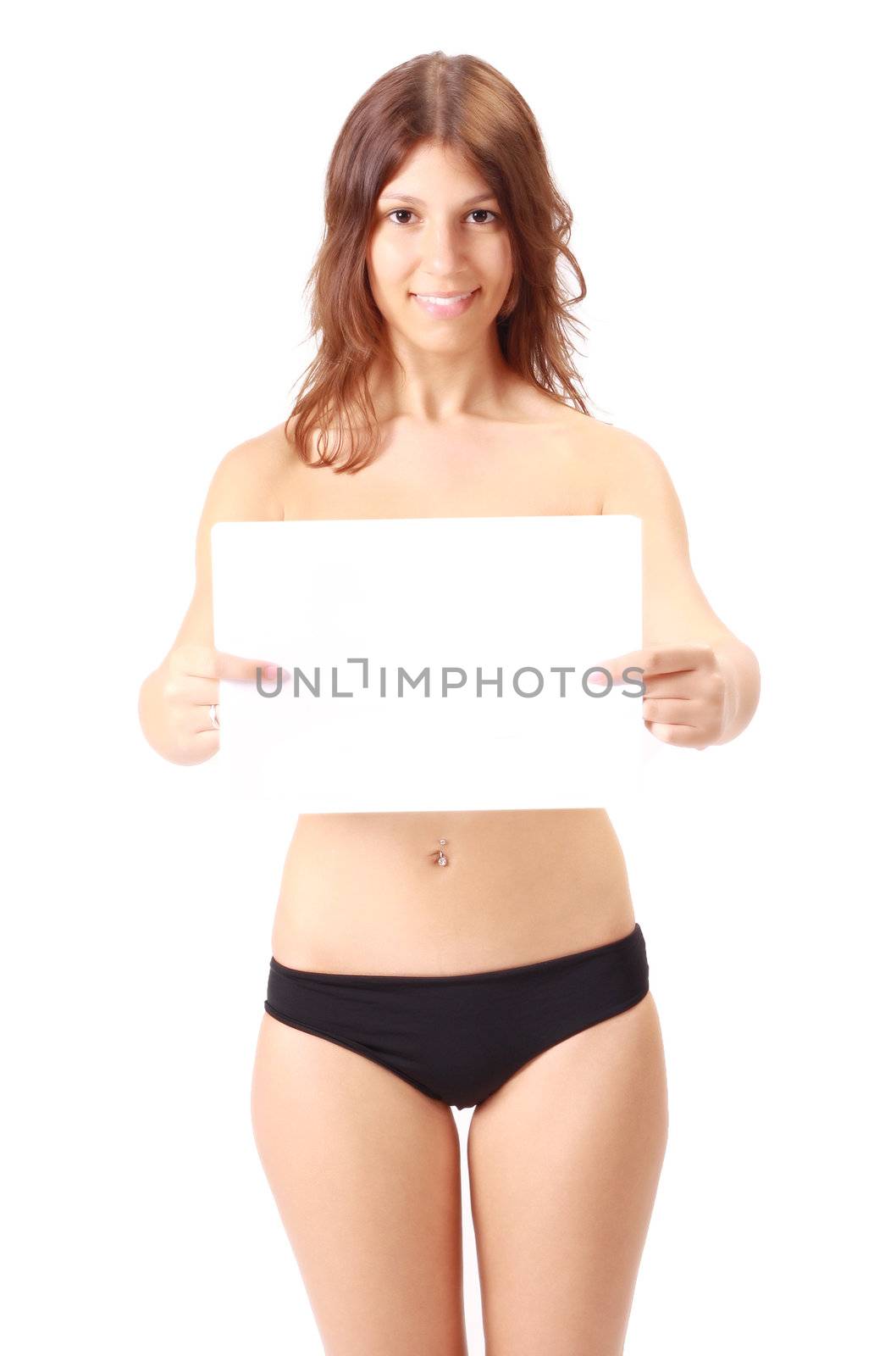 Sexy girl with panties showing a poster