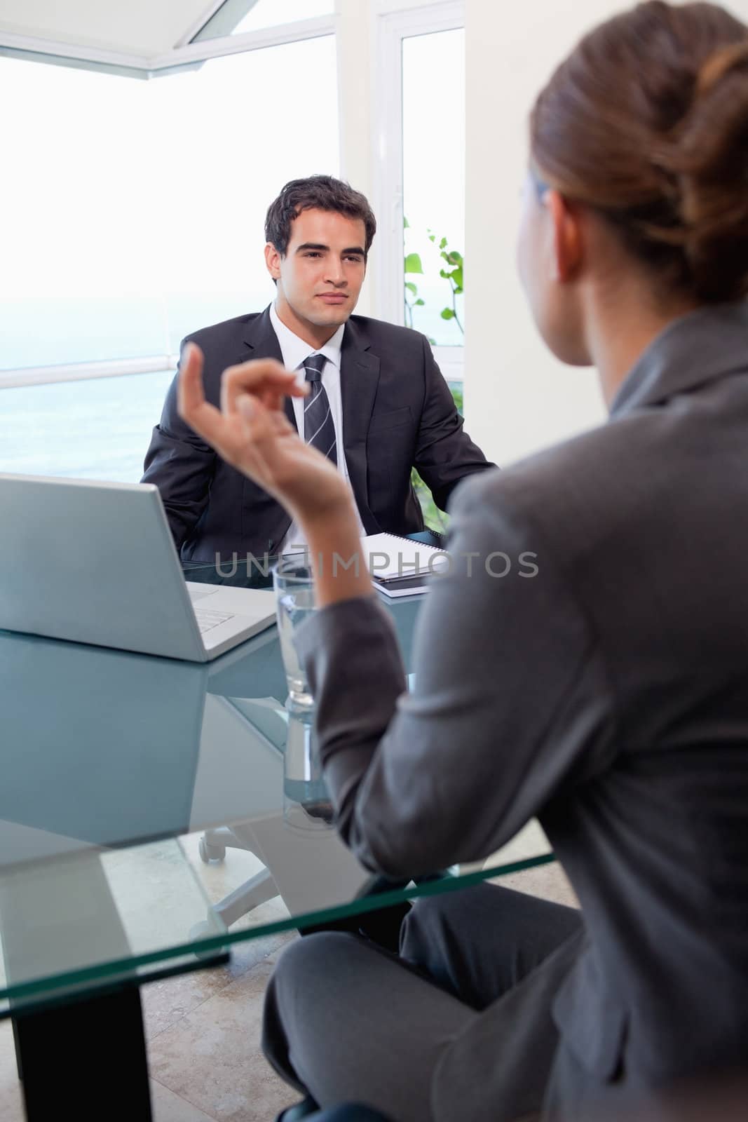 Portrait of a young business team during a meeting in an office