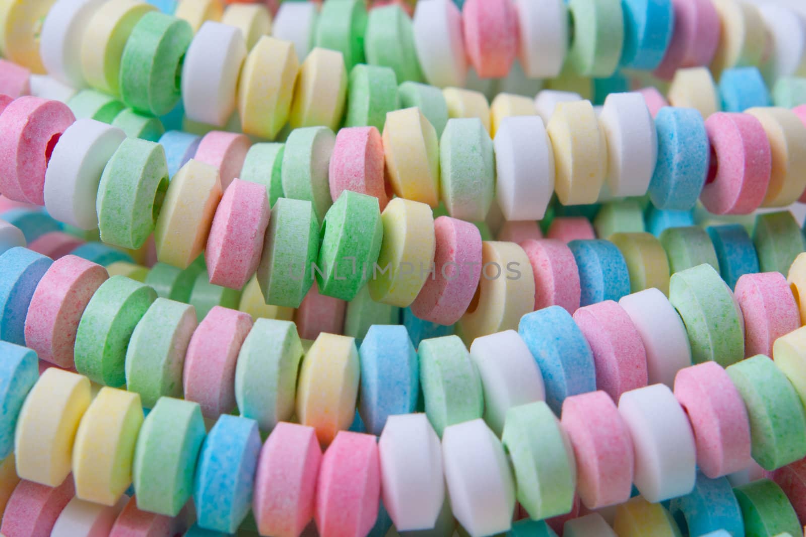 colorful candy necklace  isolated on white background