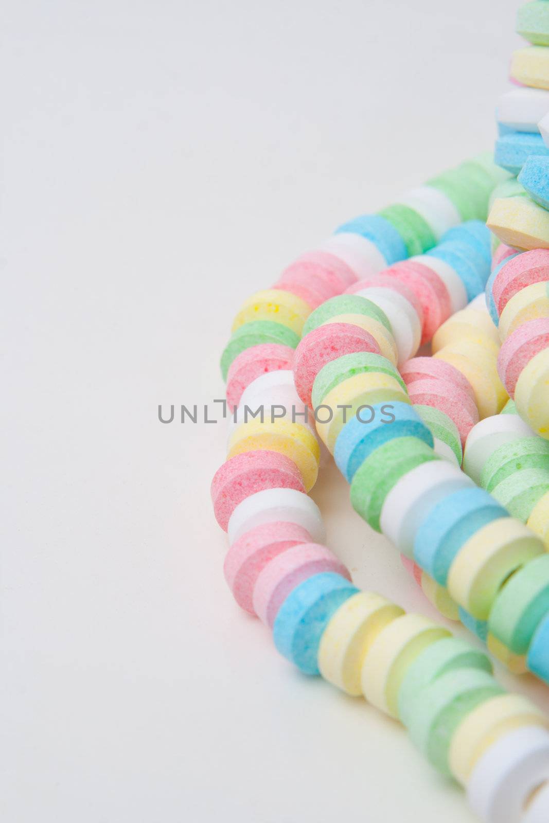 colorful candy necklace  isolated on white background
