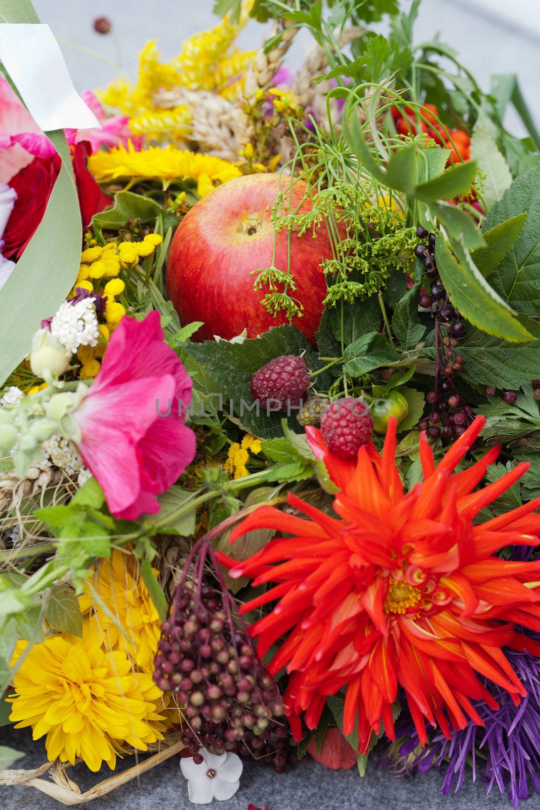 beautiful bouquets of flowers and herbs