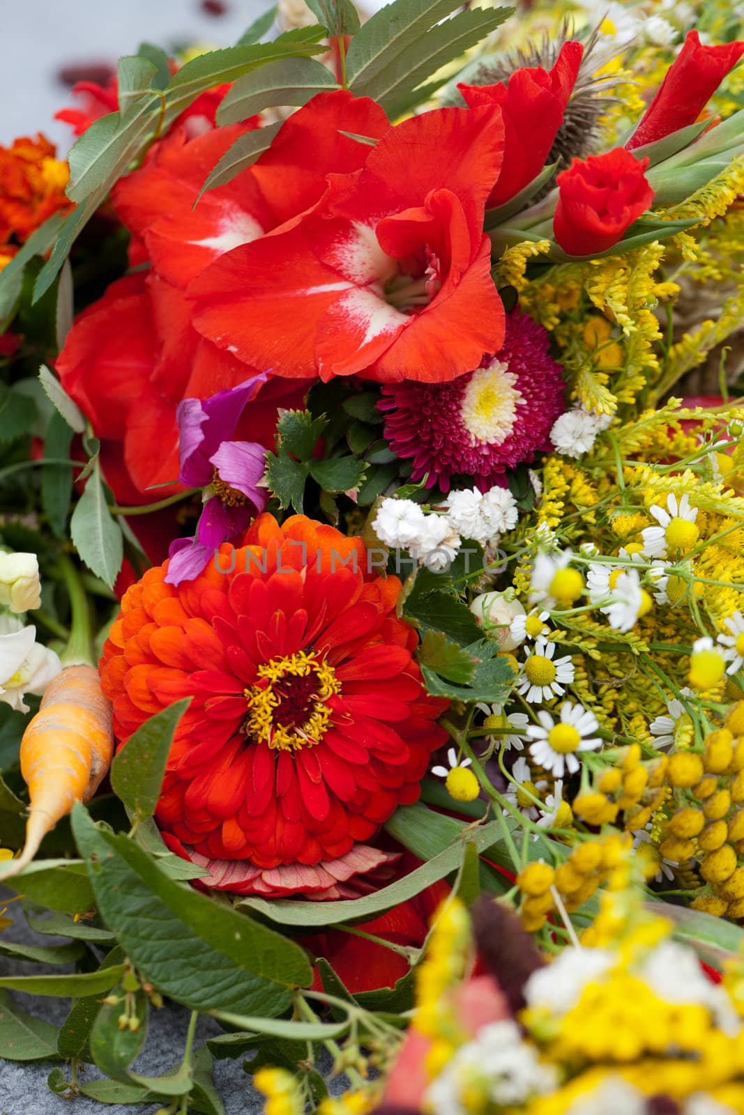 beautiful bouquets of flowers and herbs