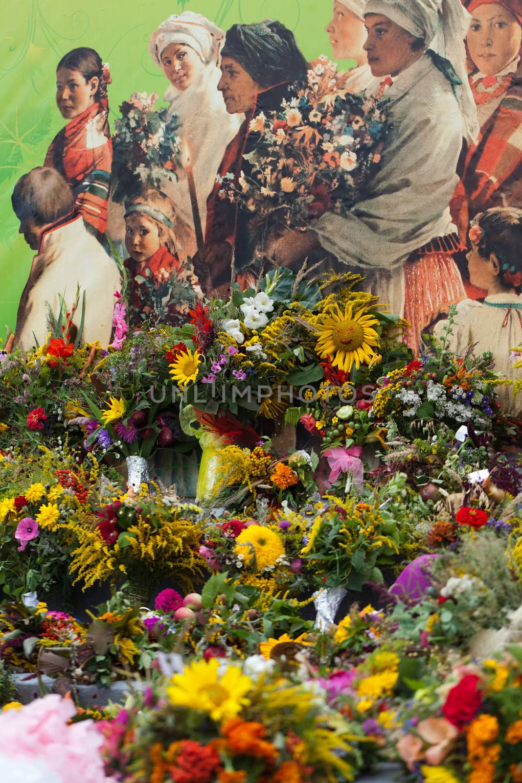 beautiful bouquets of flowers and herbs