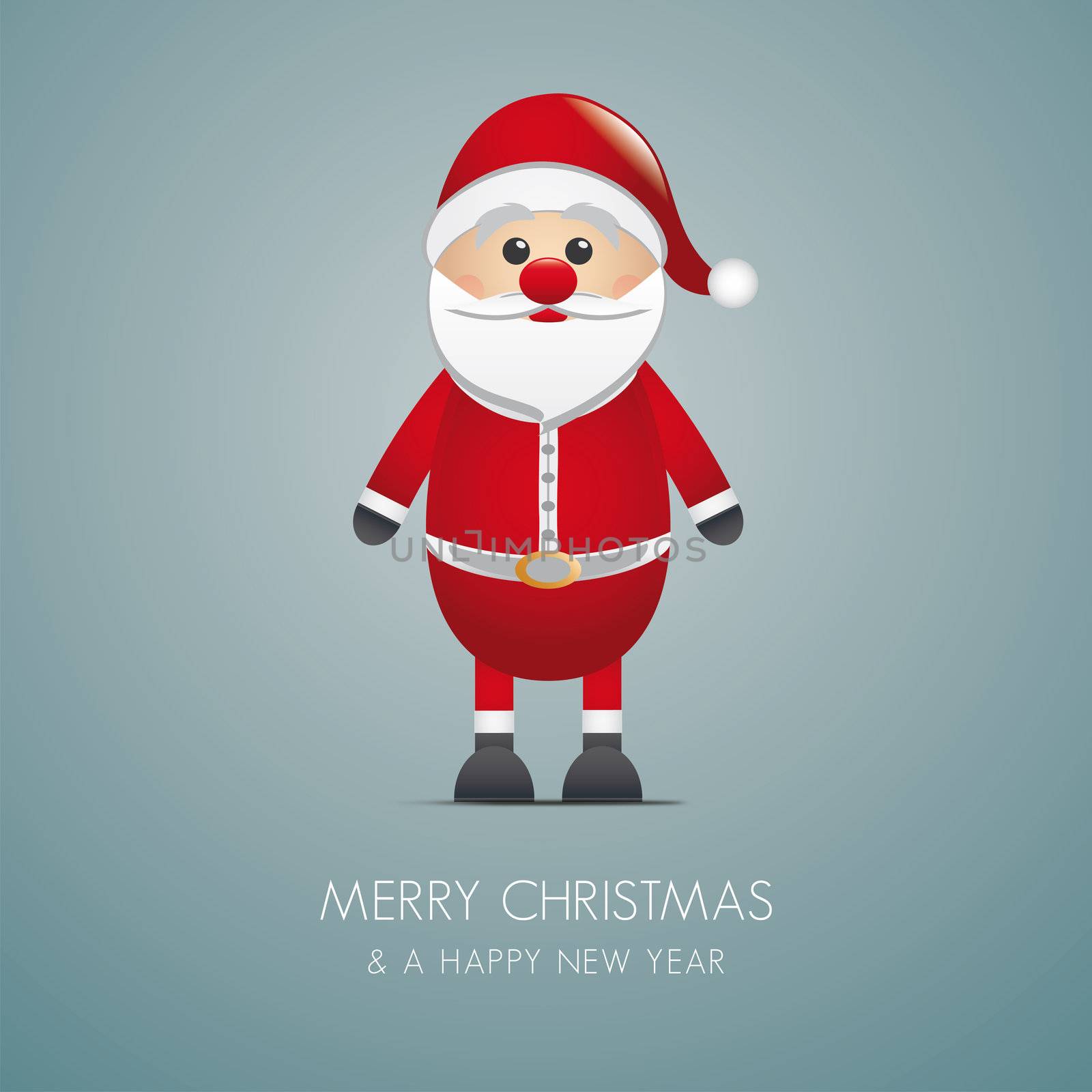 santa claus merry christmas type blue background