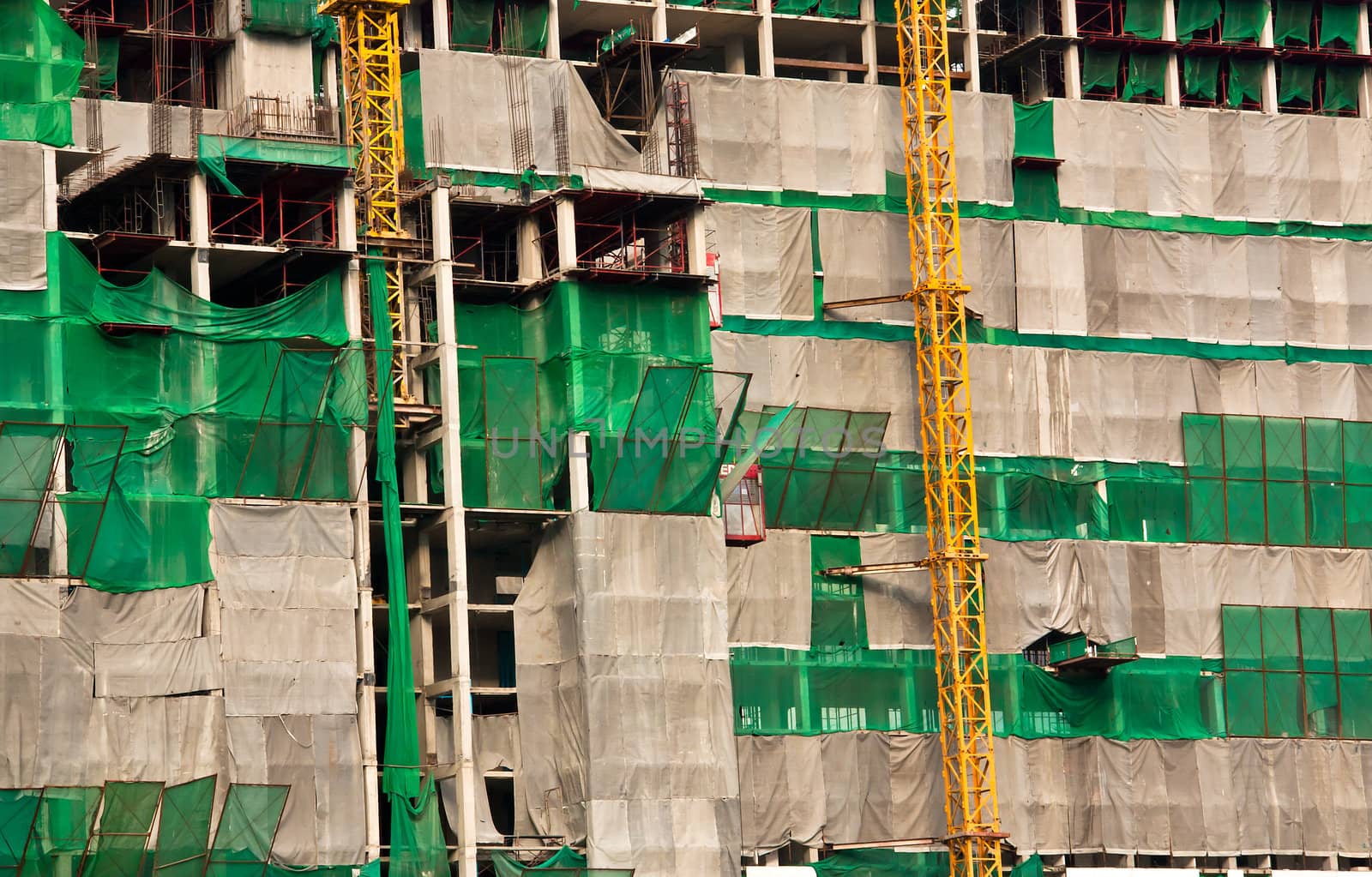 Construction of residential building with multiple floors.