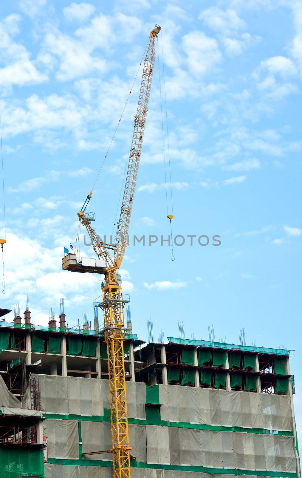 Construction of residential building with multiple floors.