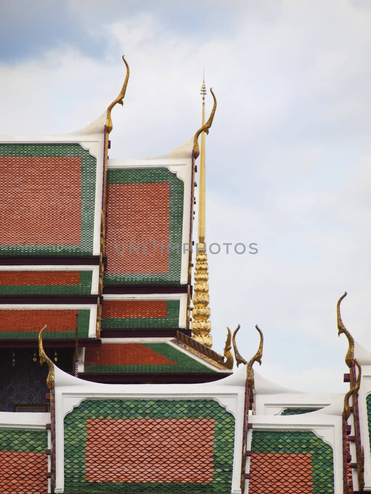 Roof closeup  of Grand Palace in Bangkok Thailand