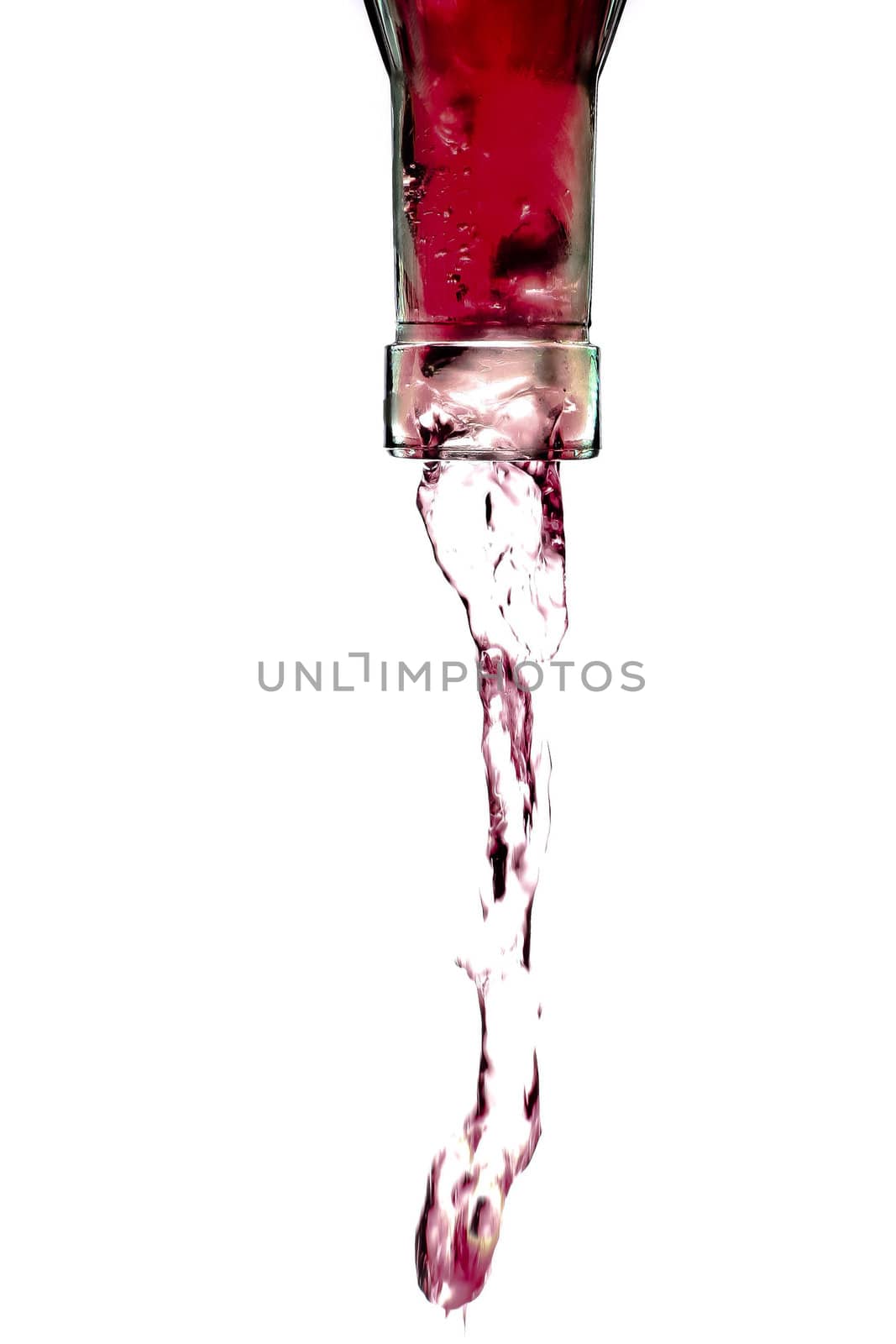 Red liquid splash on white background