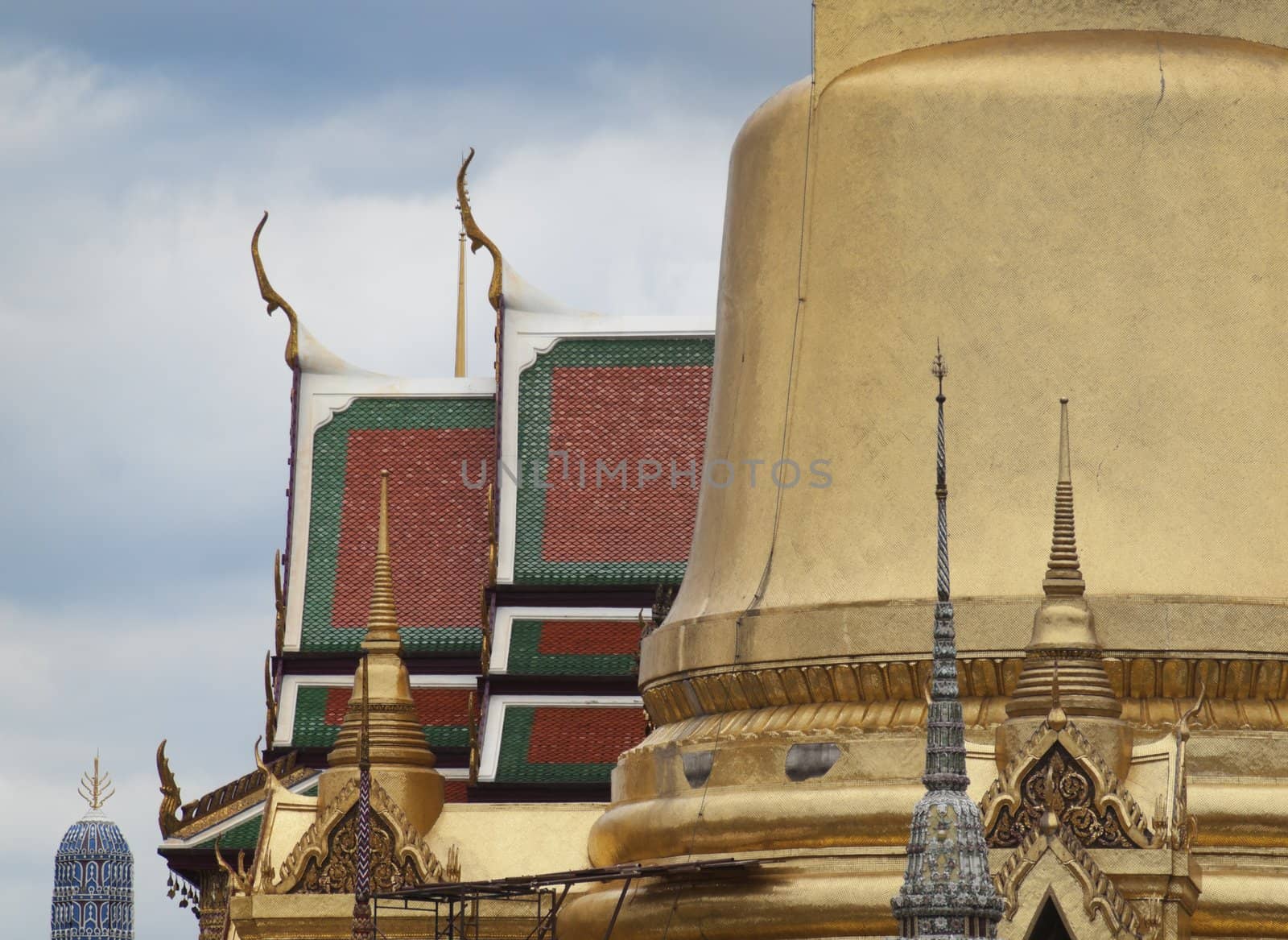 Roof closeup  of Grand Palace in Bangkok Thailand