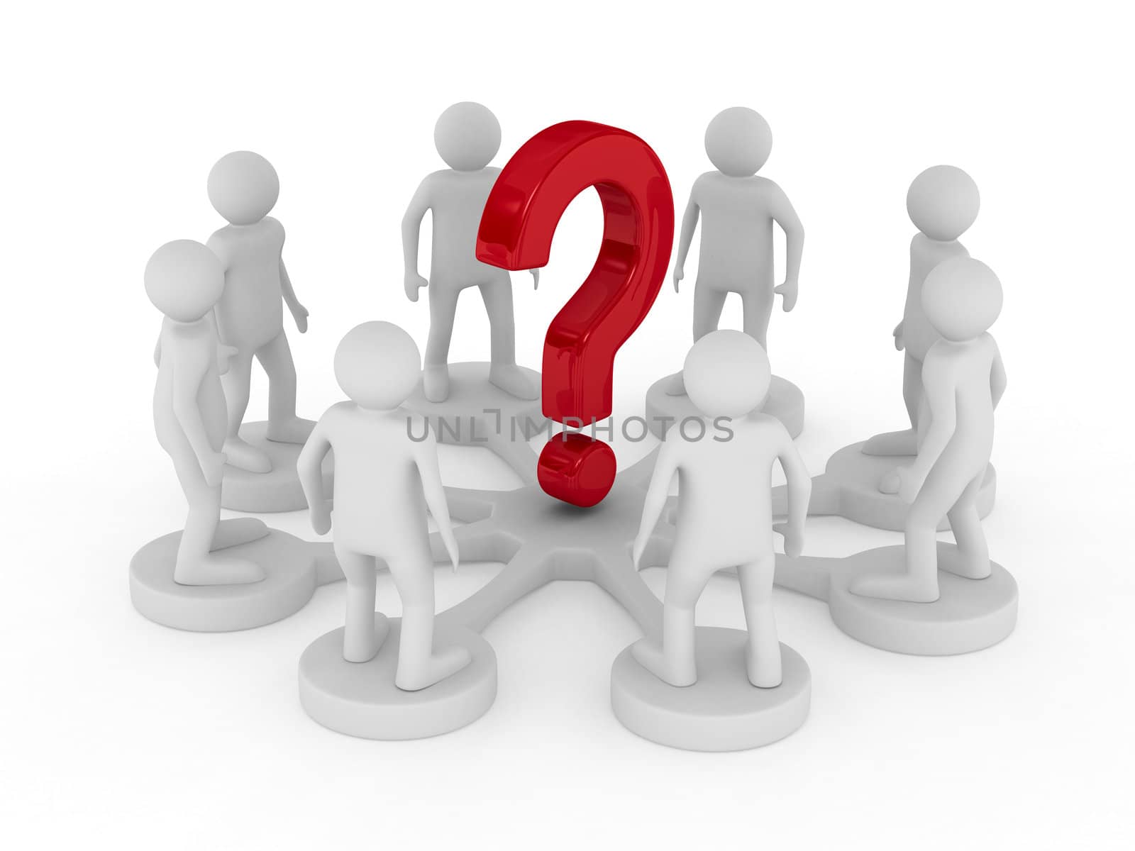 Conceptual image of teamwork. Isolated 3D on white