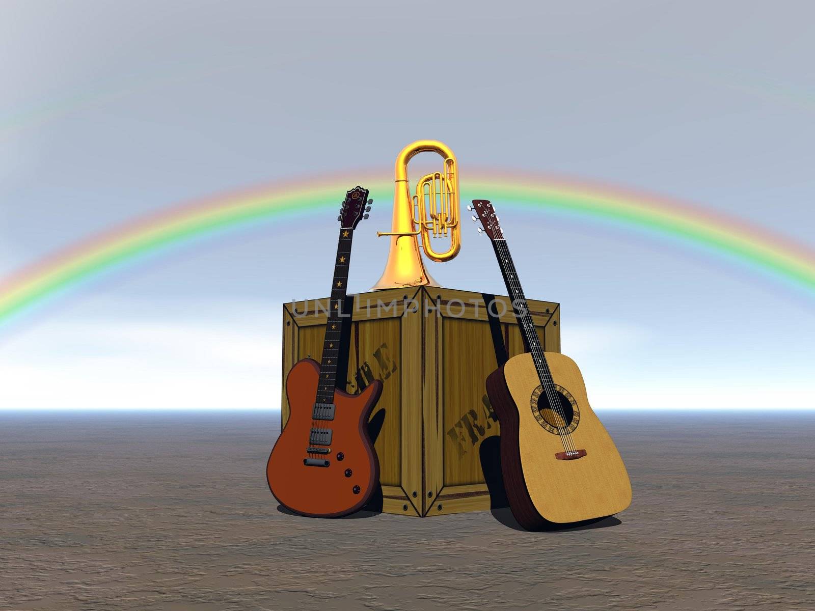 guitar and music and sky