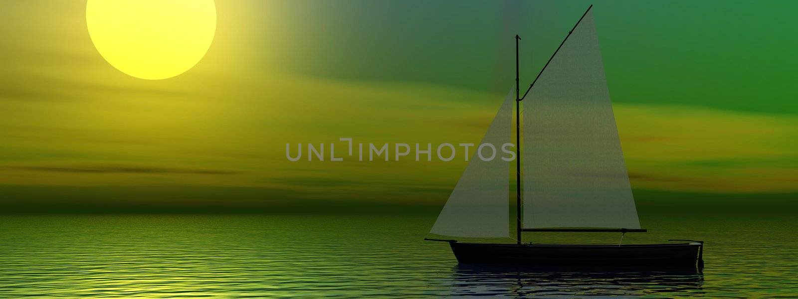 boat and sun yellow