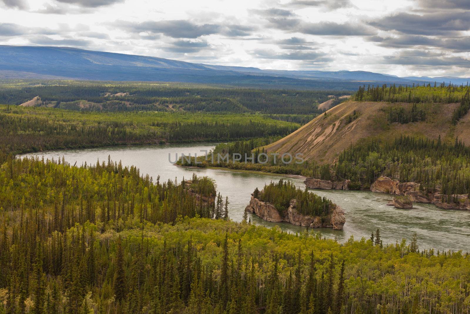 Treacherous Five Finger Rapids of the Yukon River near town of Carmacks, Yukon Territory, Canada