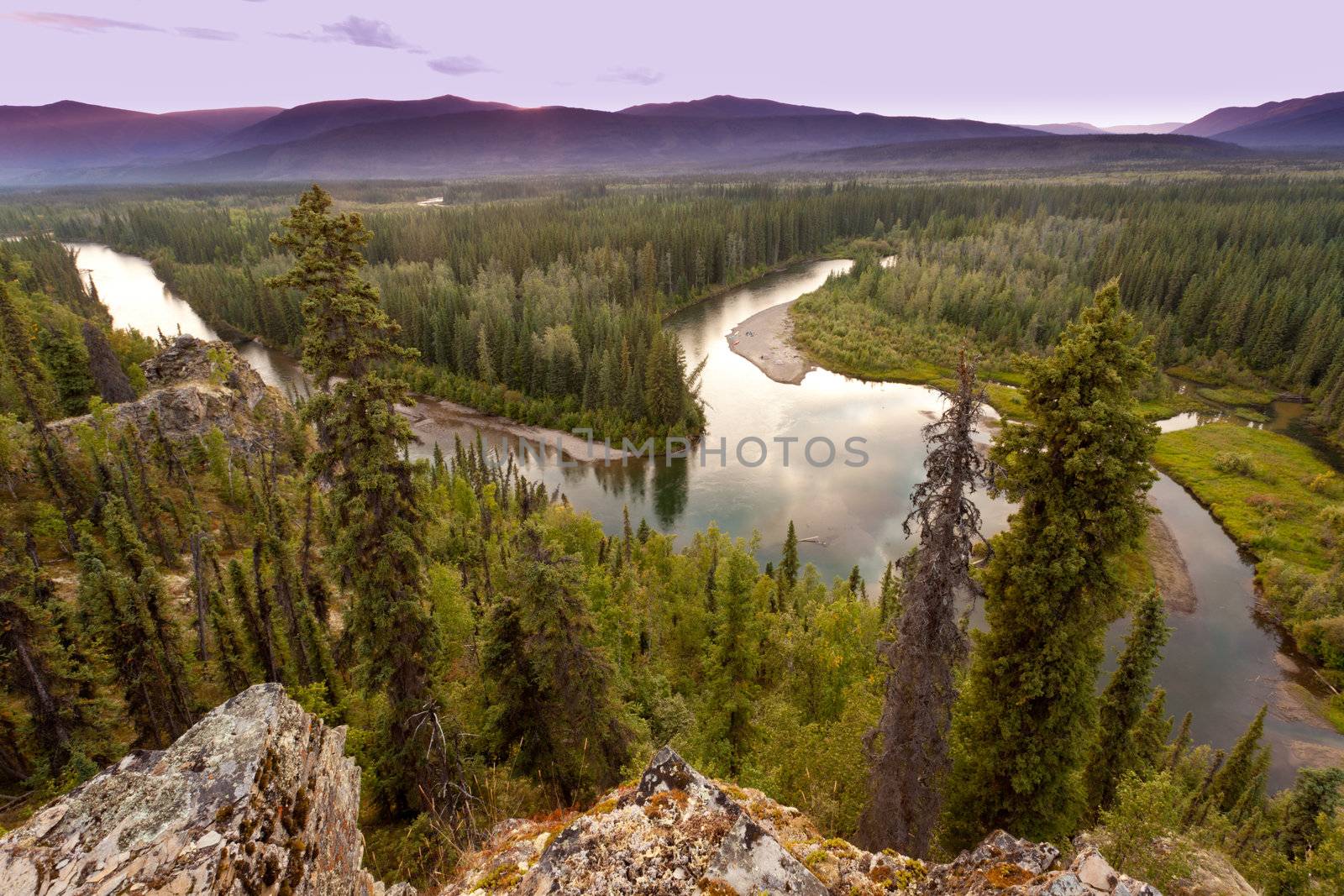 Boreal forest wilderness in beautiful McQuesten River valley in central Yukon Territory, Canada