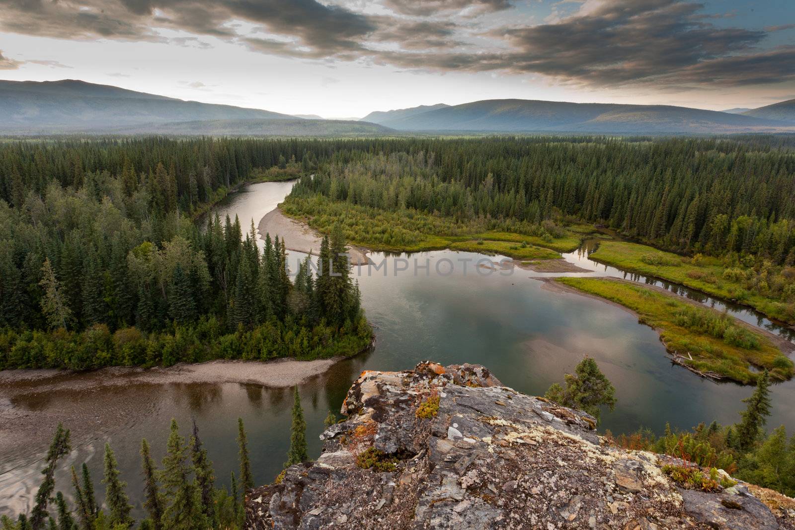 Boreal forest wilderness in beautiful McQuesten River valley in central Yukon Territory, Canada
