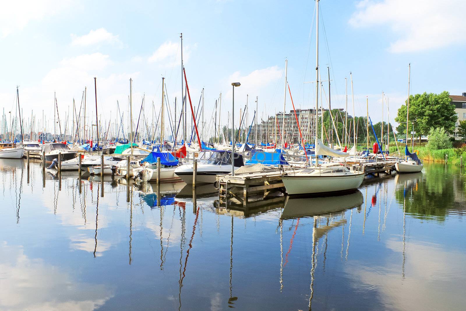 Boats at the marina Huizen. Netherlands