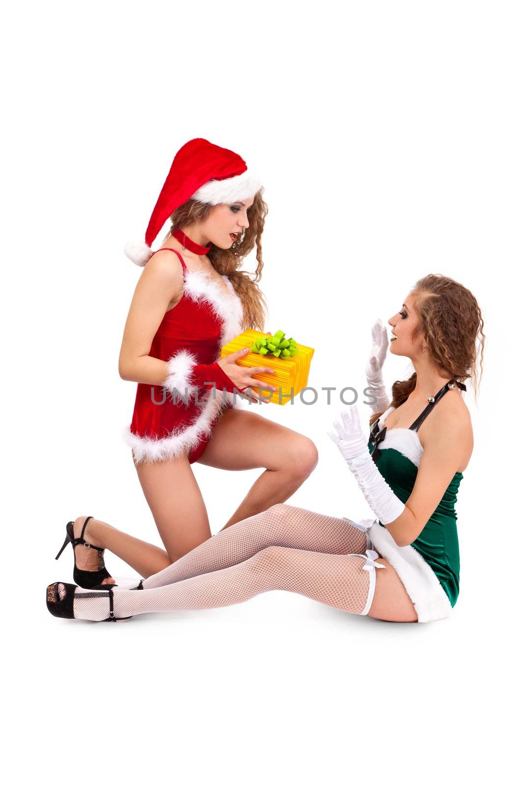 Young sexy Santa woman isolated a on white background