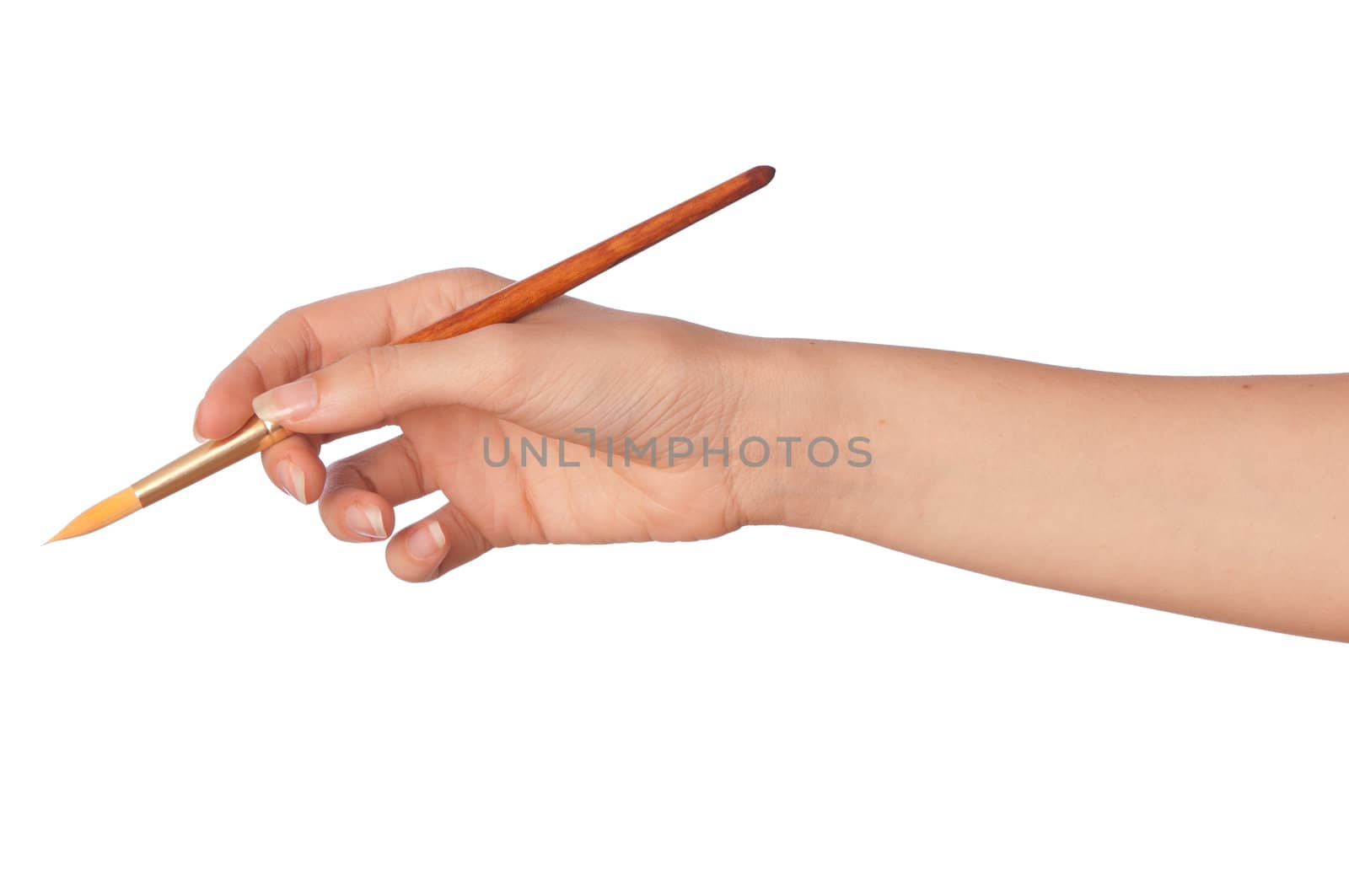 woman paints a picture with a red brush