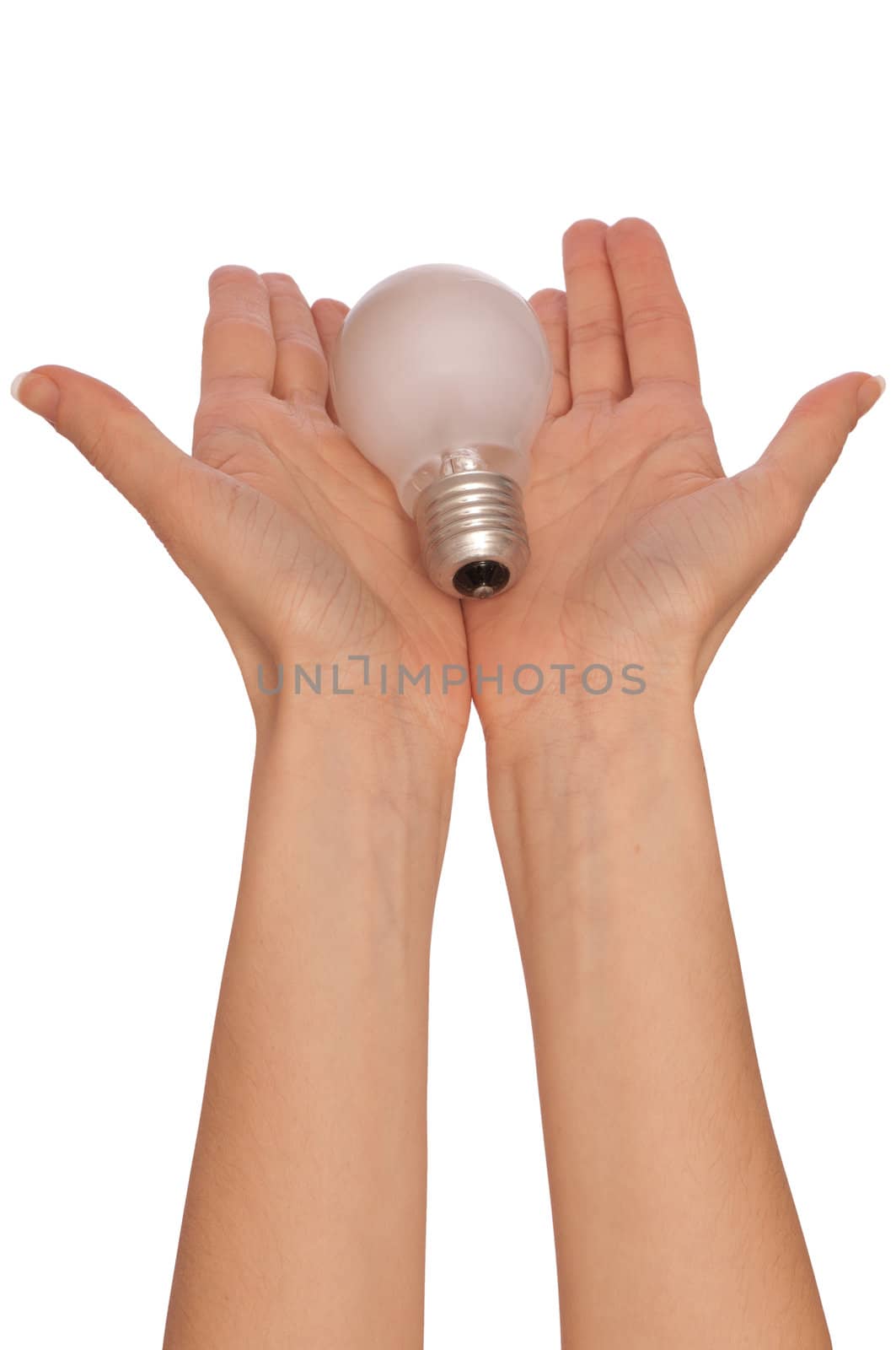lamp in the woman's hands as a symbol of light