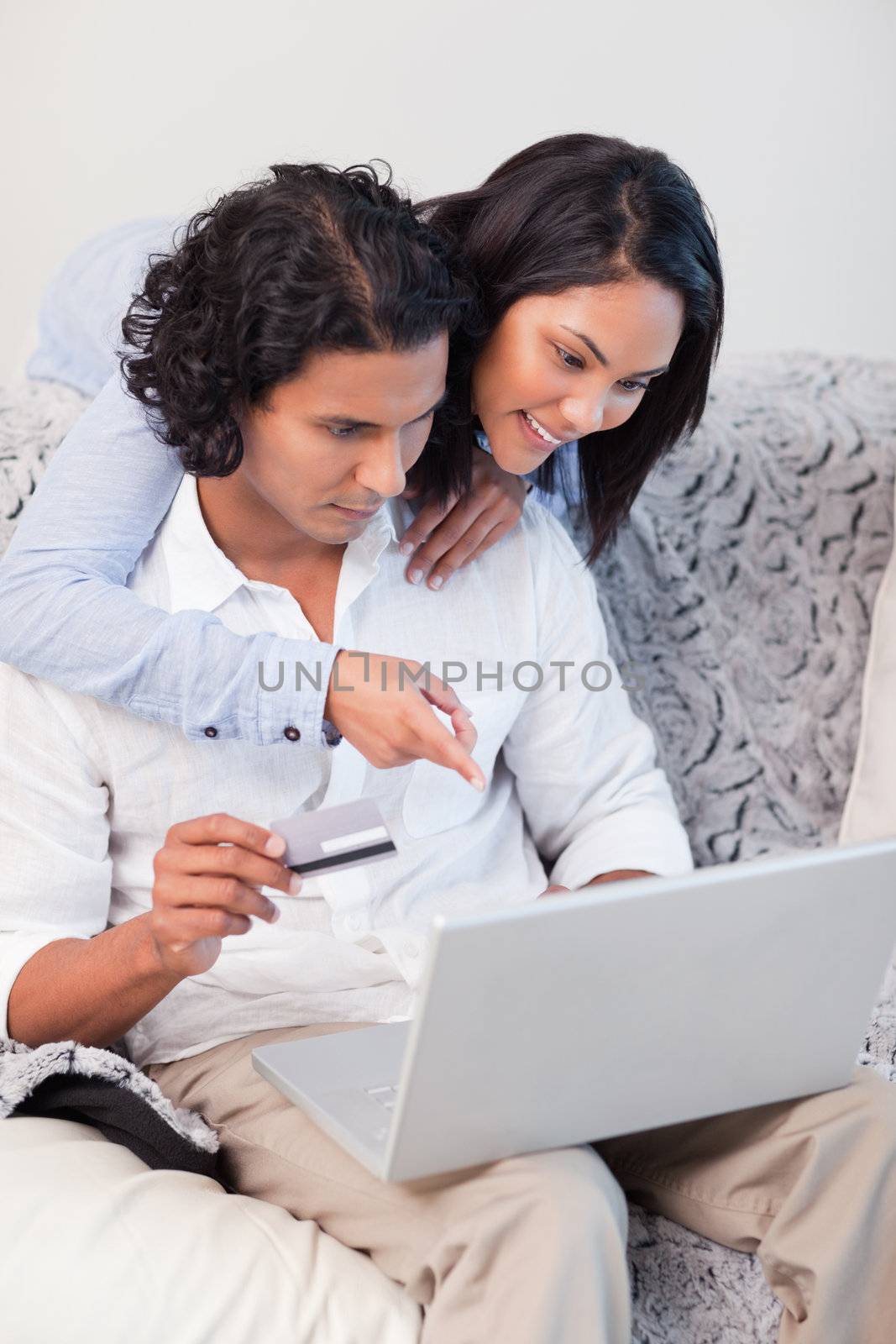 Young couple shopping online