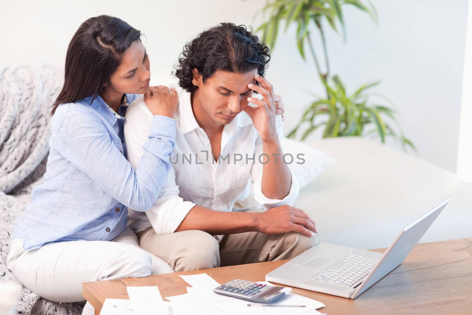 Frustrated young couple underestimated their expenses