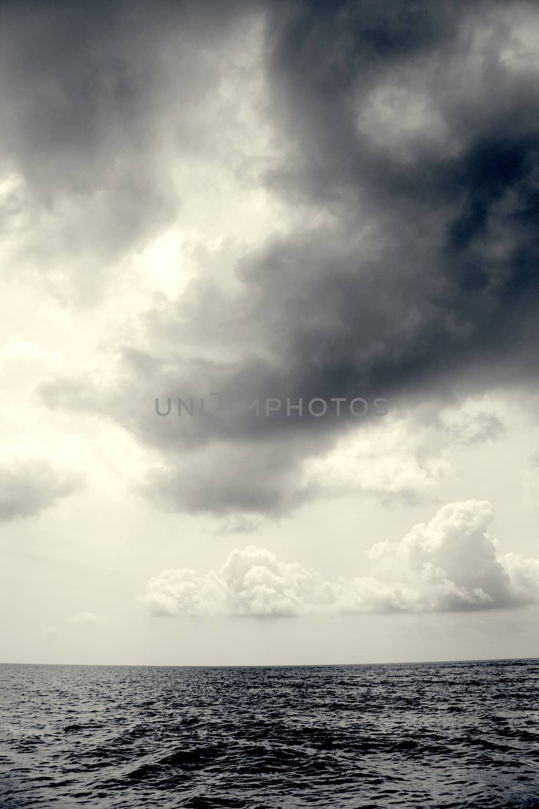 Seascape in Malaysia with dramatic sky