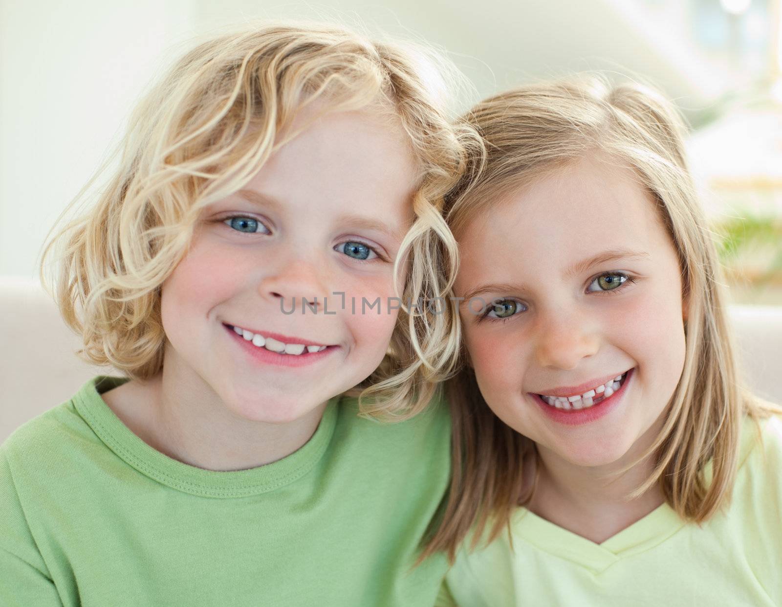 Happy smiling siblings