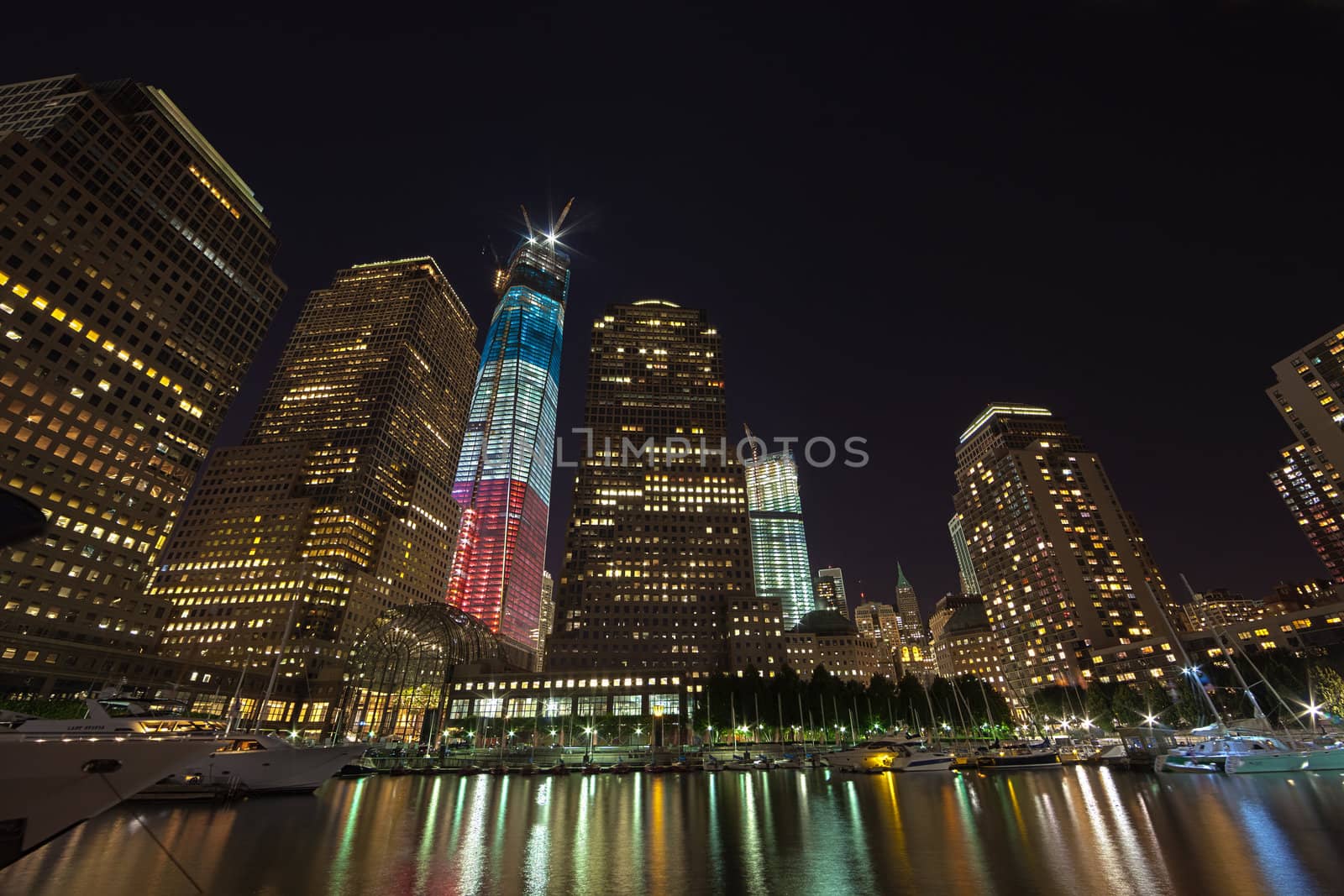 NEW YORK CITY - SEPTEMBER 17: One World Trade Center (known as the Freedom Tower) is shown under new  illumination on September 17, 2012 in New York, New York.