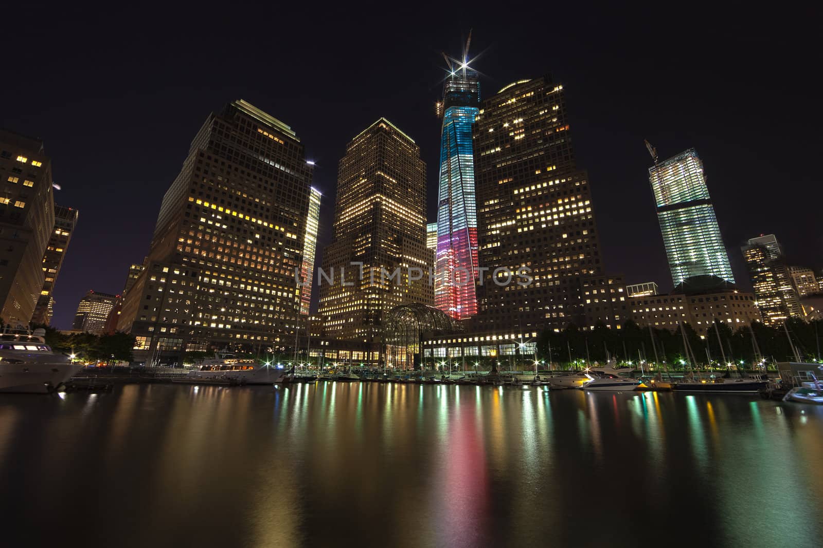 NEW YORK CITY - SEPTEMBER 17: One World Trade Center (known as the Freedom Tower) is shown under new  illumination on September 17, 2012 in New York, New York.