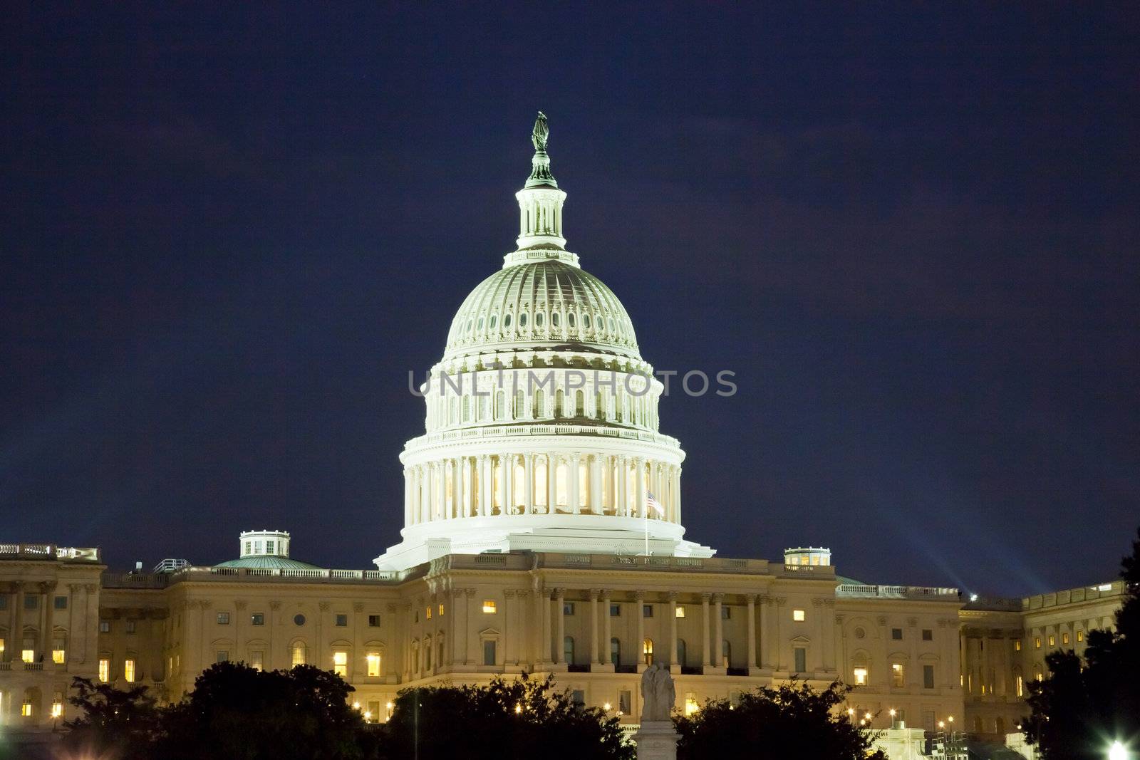 The US Capitol in Washington D.C. in the night