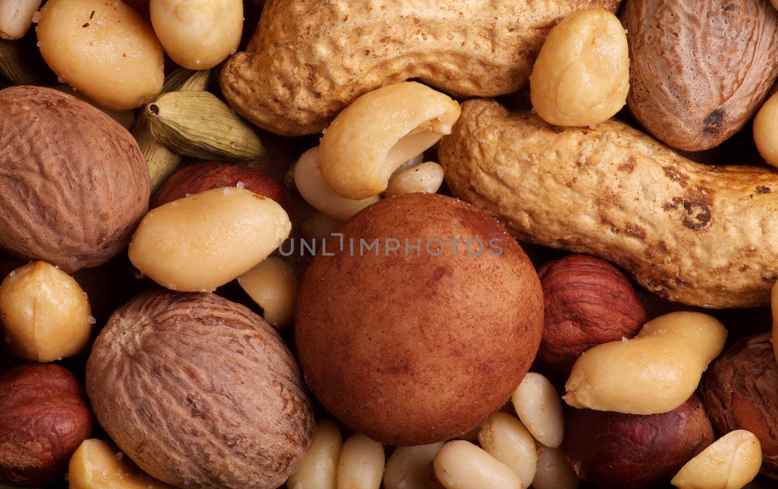 Various Nuts Background by zhekos