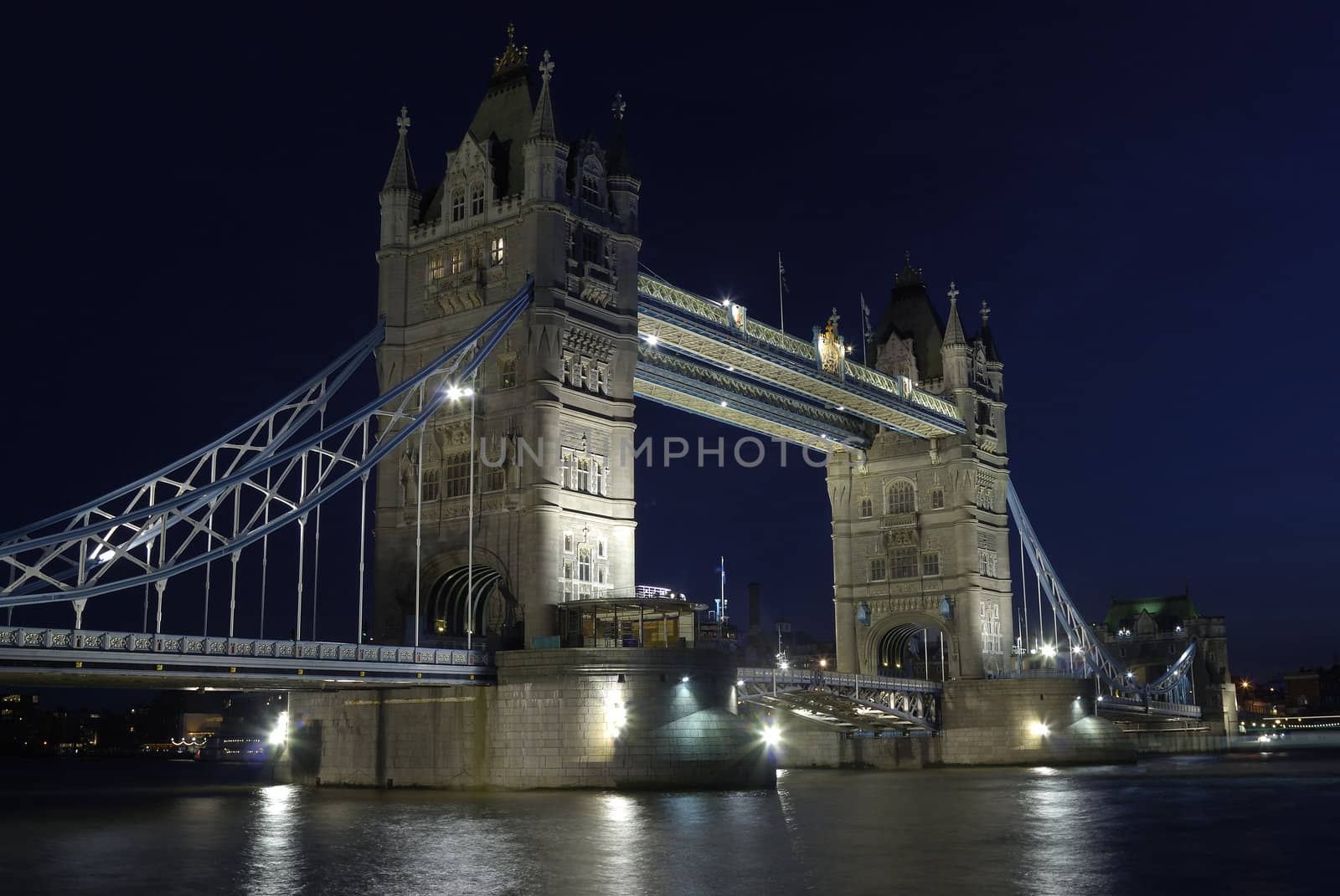 The Tower Bridge in London in the night