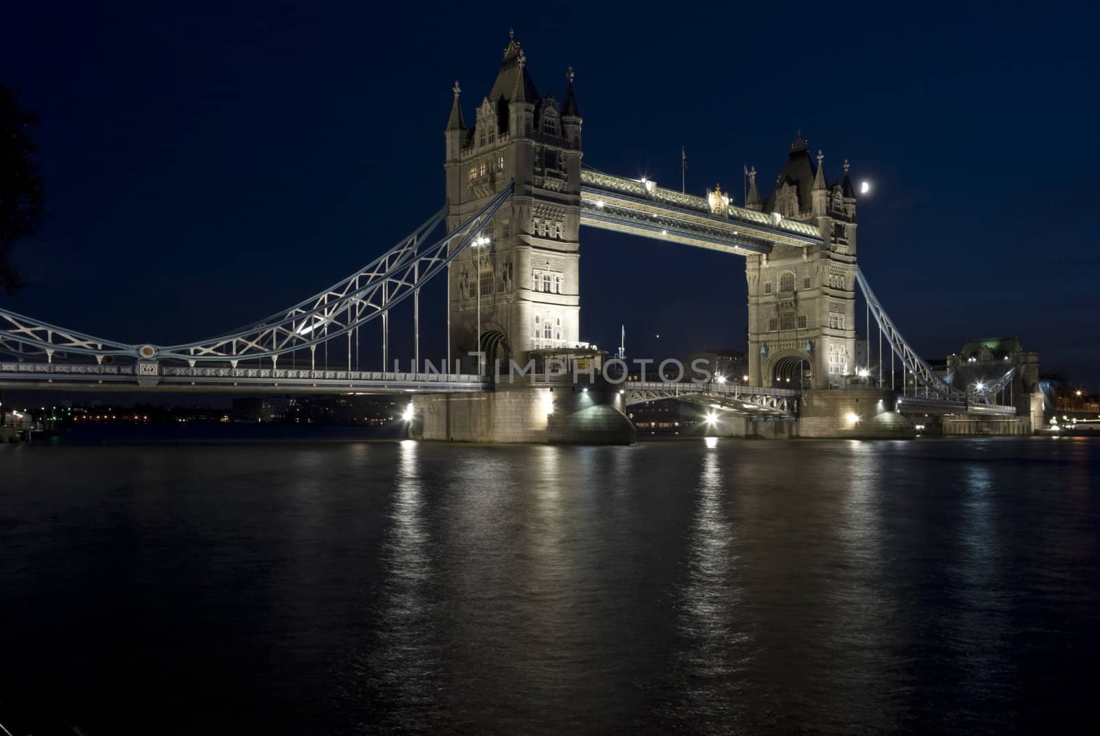 The Tower Bridge in London in the night