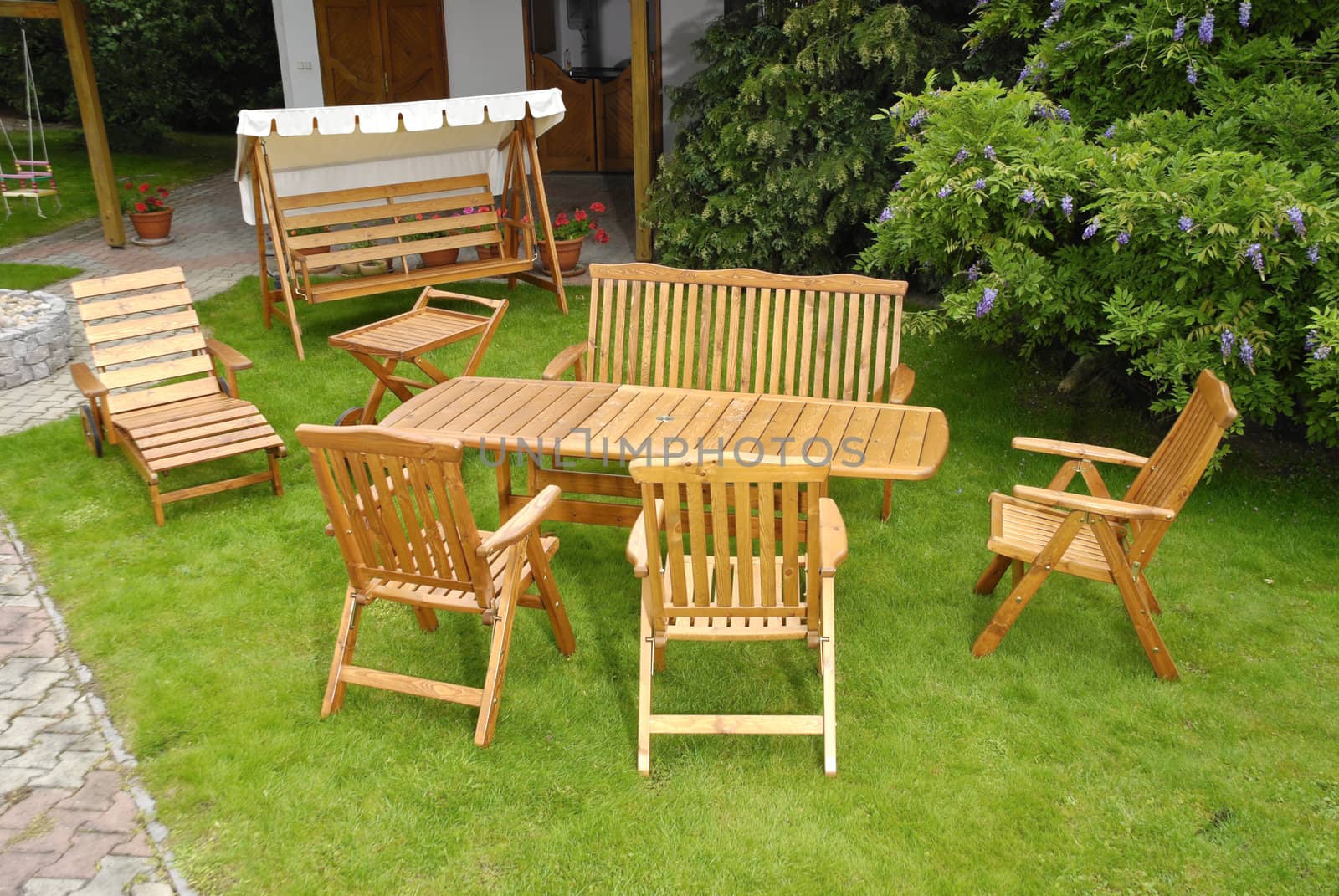 The Garden furniture by the garden house