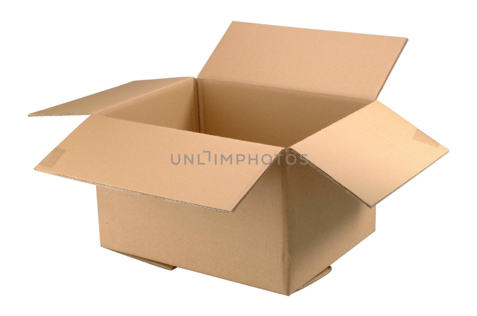 Brown empty cardboard box isolated on white