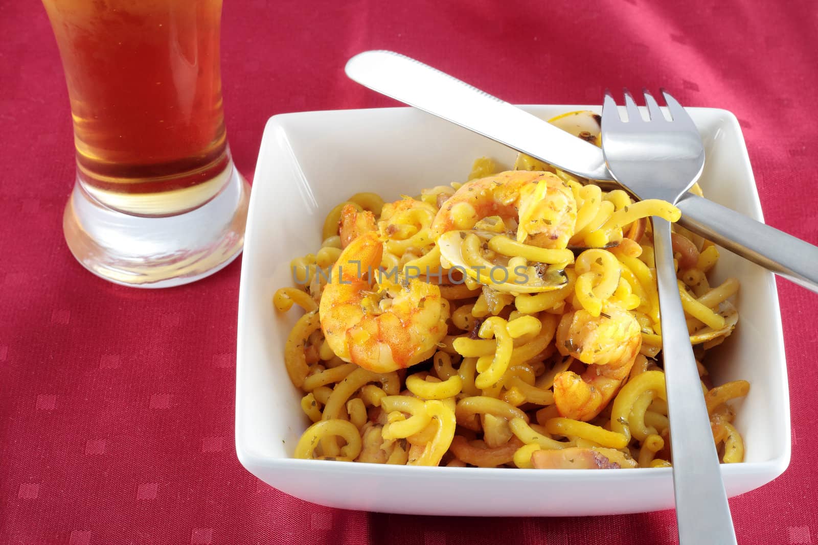 noodles with seafood dish of the traditional Mediterranean cuisine and Valencia