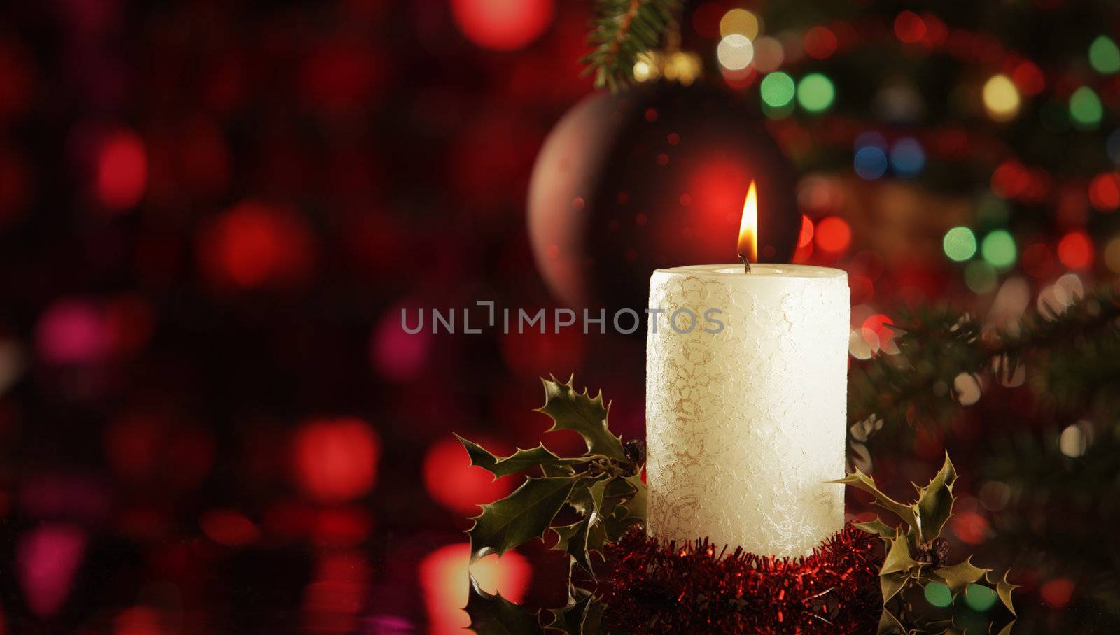 Christmas candles under the tree Christmas