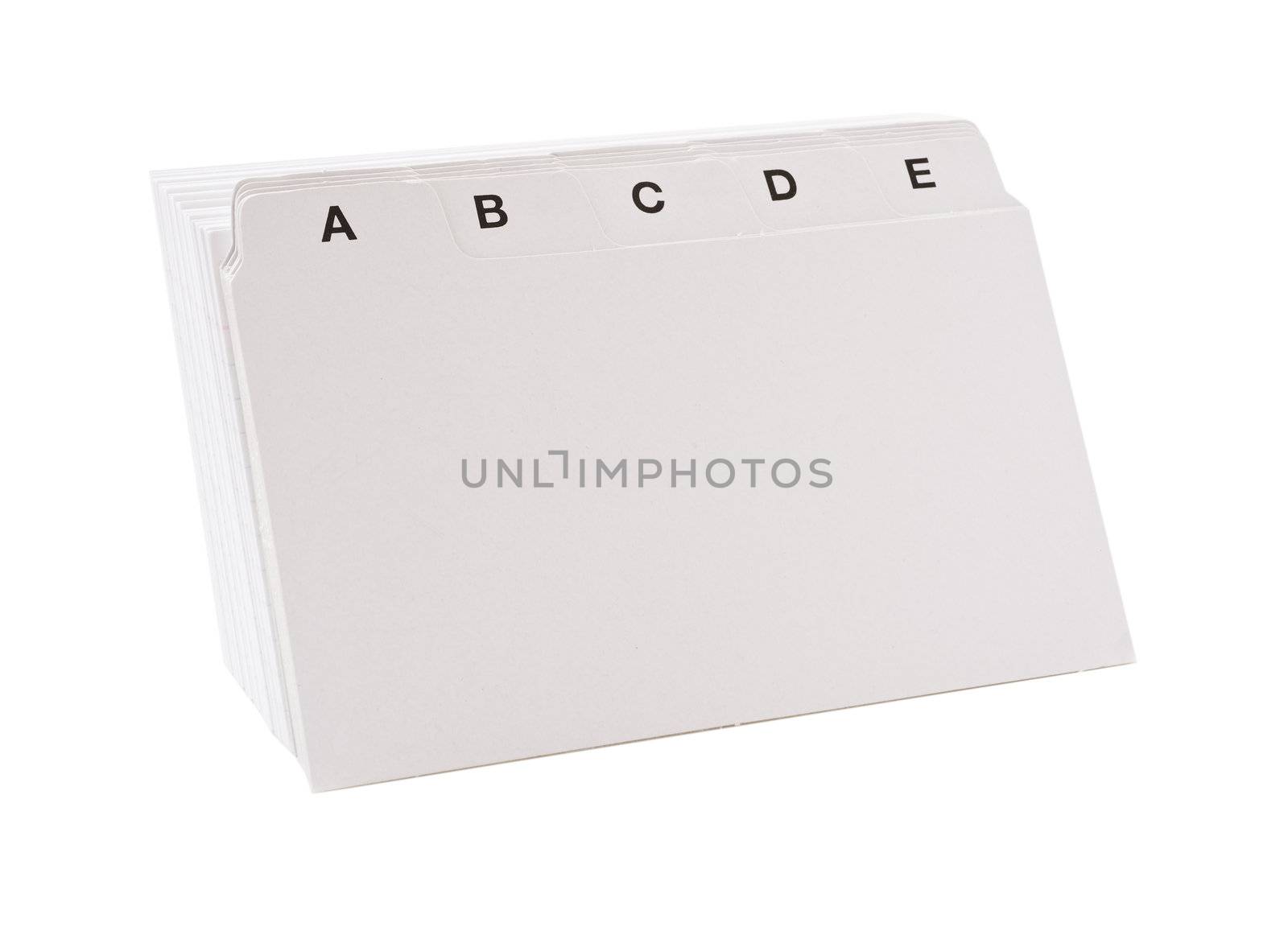 Blank white cards in alfabetic order