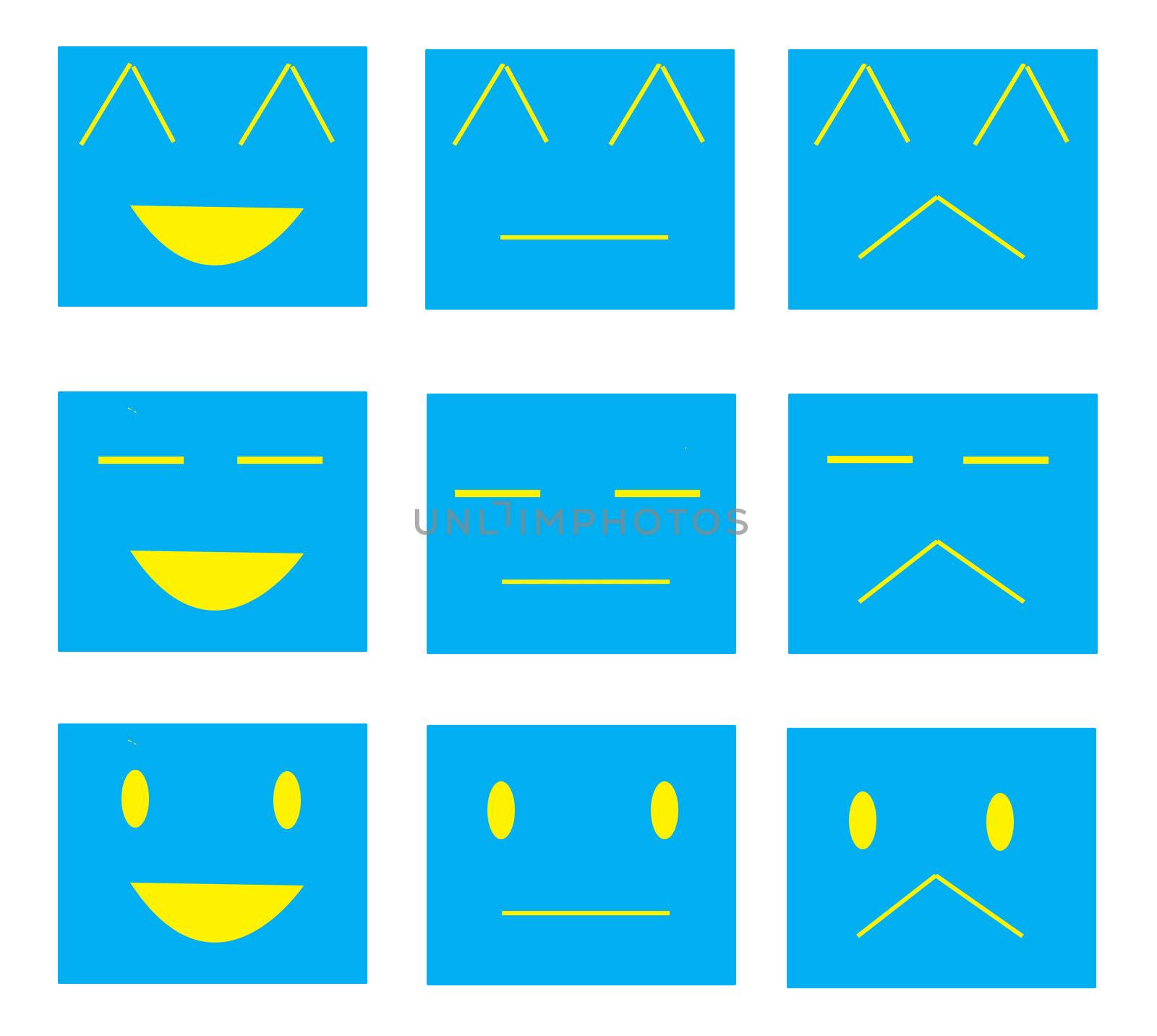 Set of faces with various emotion expressions