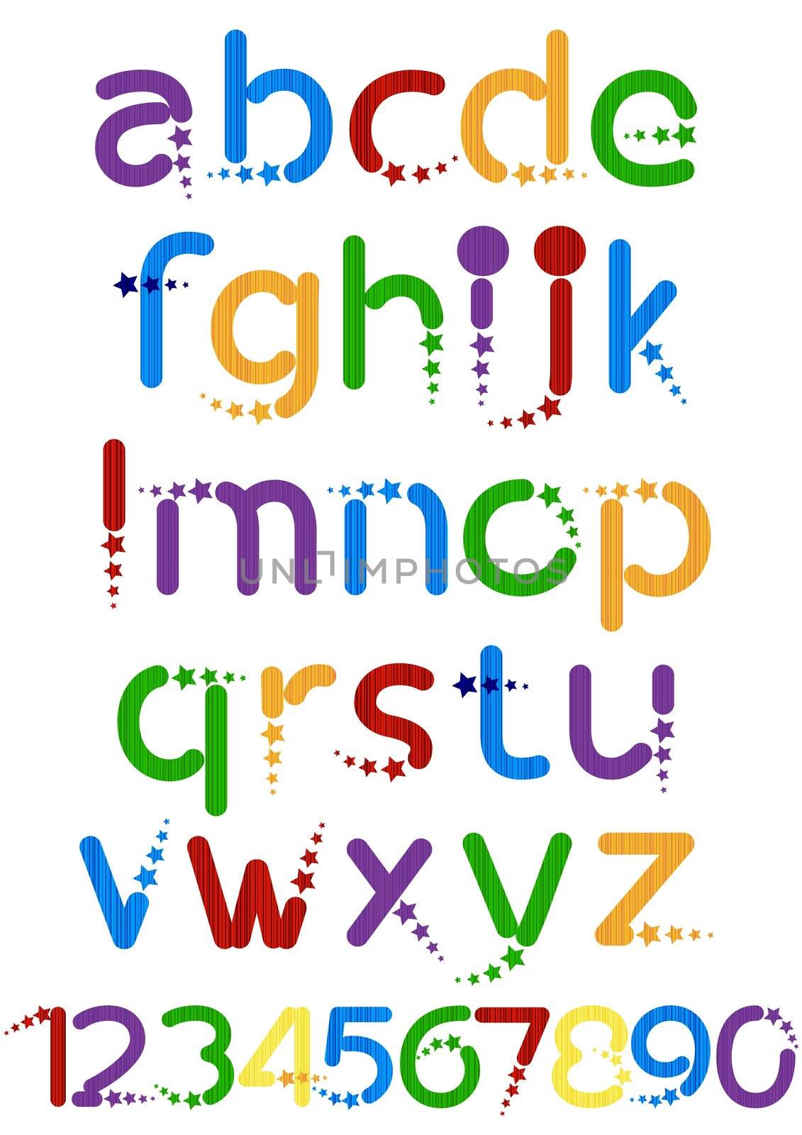 fun colorful alphabet letters and numbers vector illustration