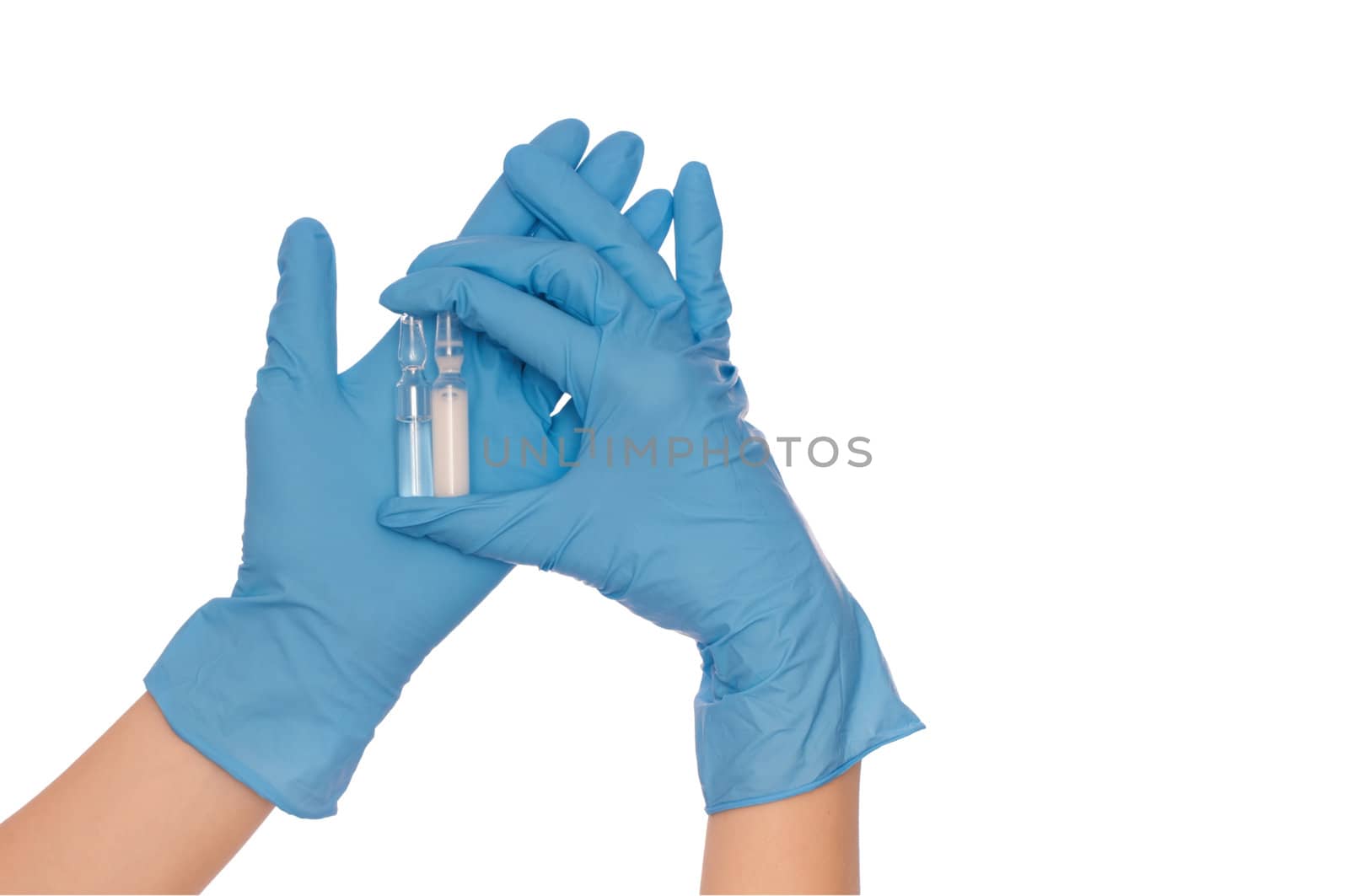 laboratory assistant take two ampules for making a vaccination