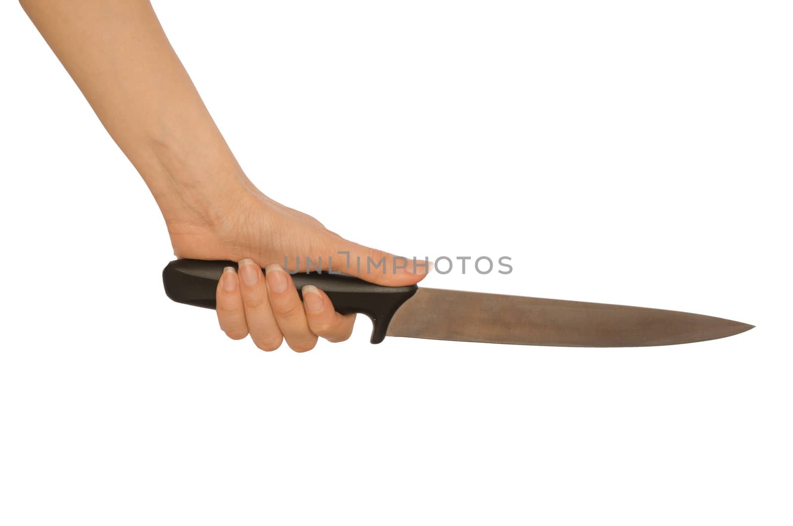 woman cooking on the kitchen with knife