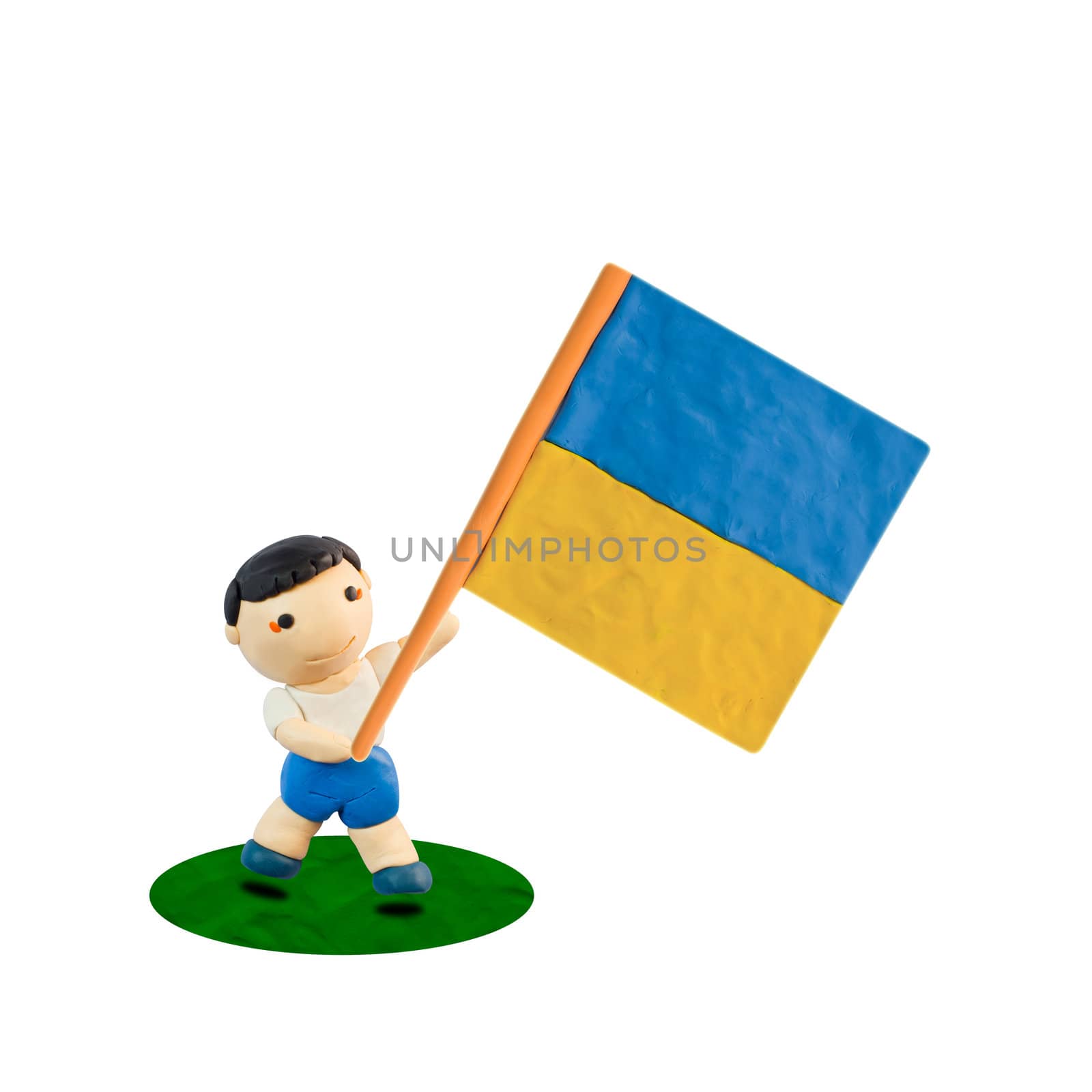 Child Football with the flag of Ukraine